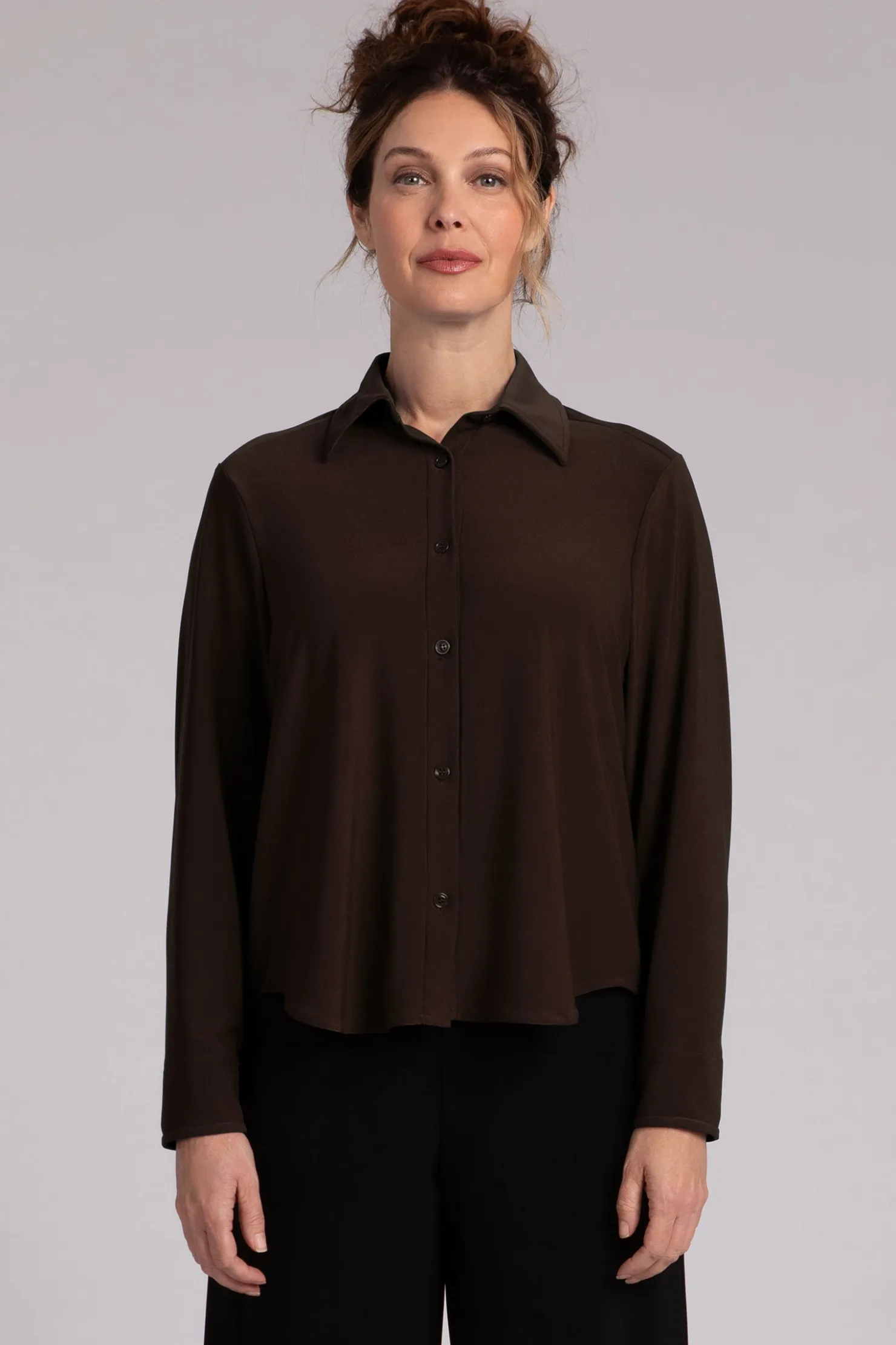 Sympli Jackets & Coats>Hepburn Shorty Shirt Chocolate