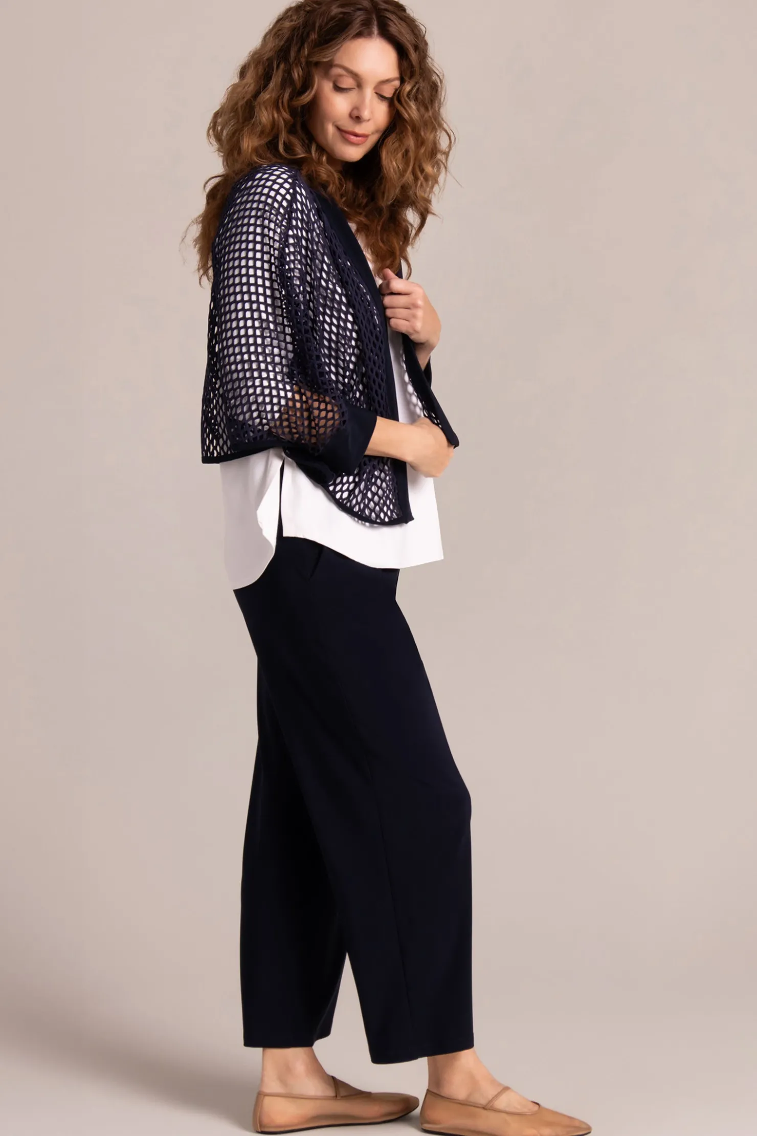 Sympli Sweaters & Cardigans>Honeycomb Shrug Navy