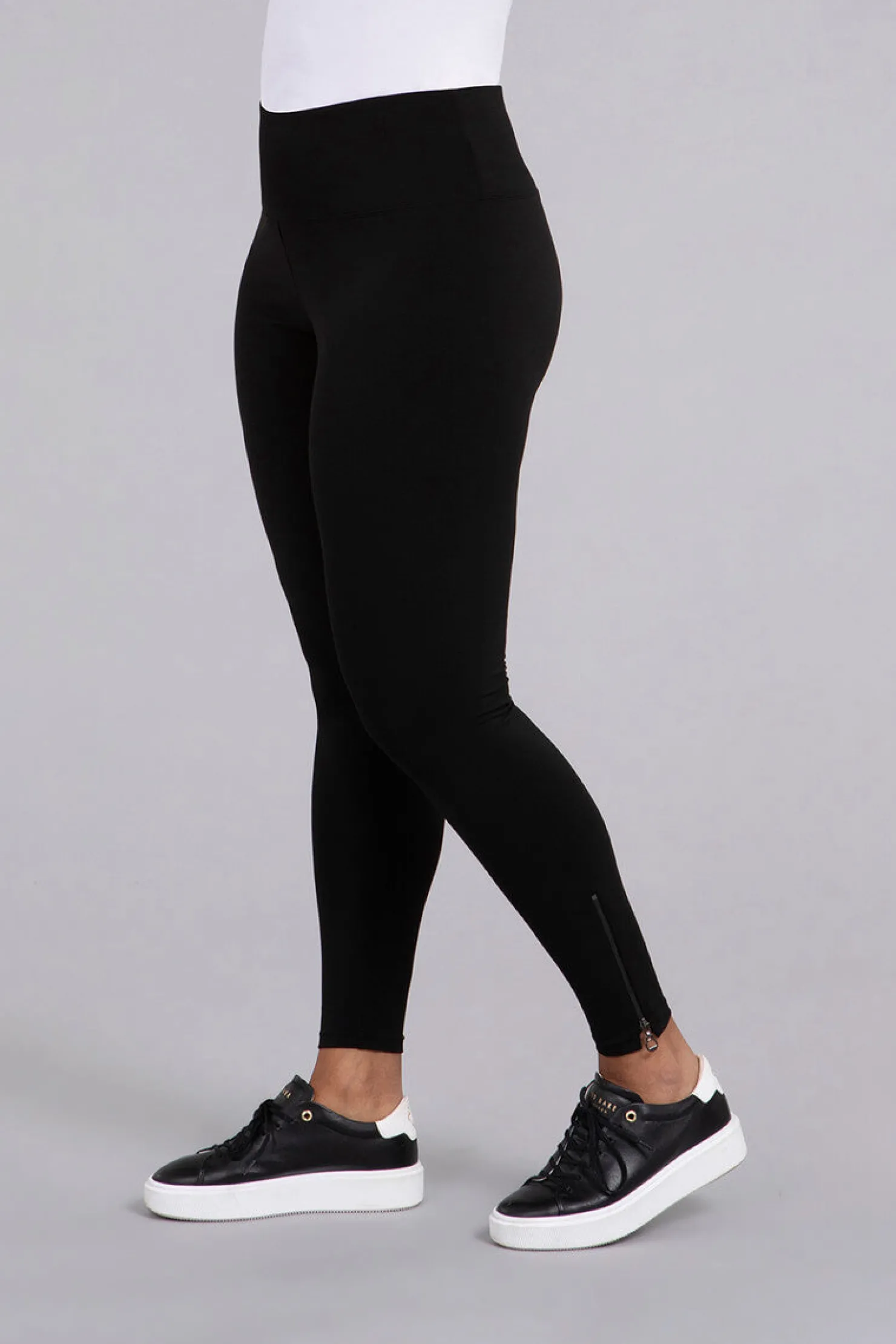 Sympli Bottoms>Jersey Fleece Back Zip Legging Black