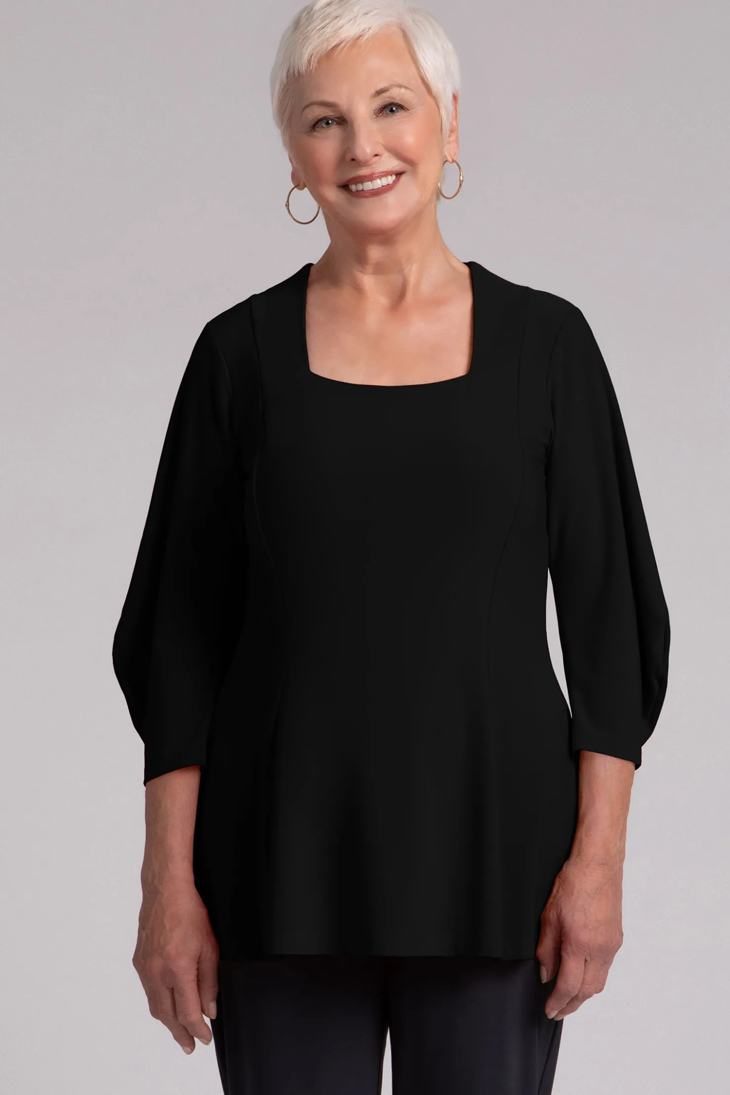Sympli Tops>Lantern Tunic Black