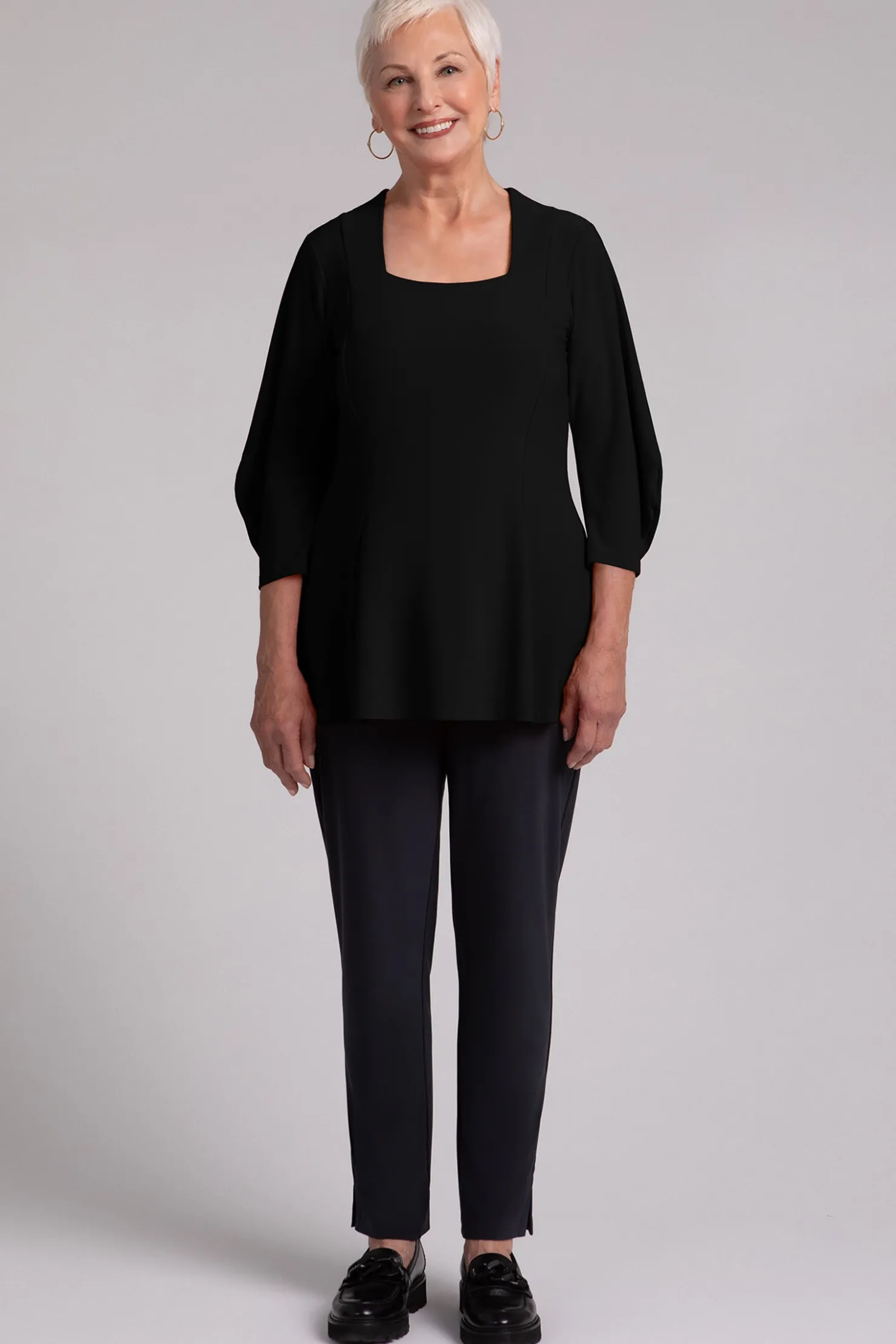 Sympli Tops>Lantern Tunic Black