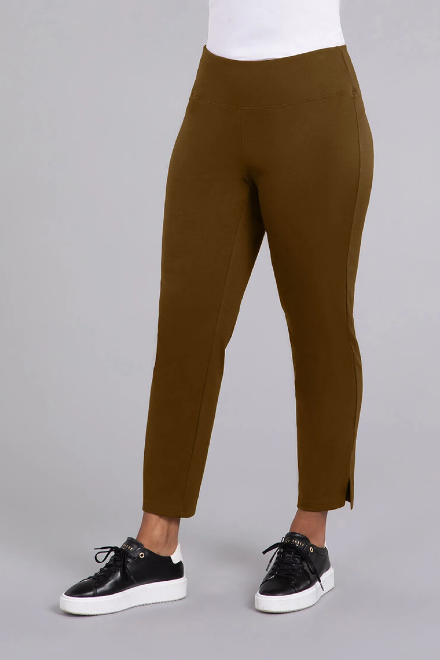 Sympli Bottoms>Lux Yoke Narrow Pant Midi Tobacco