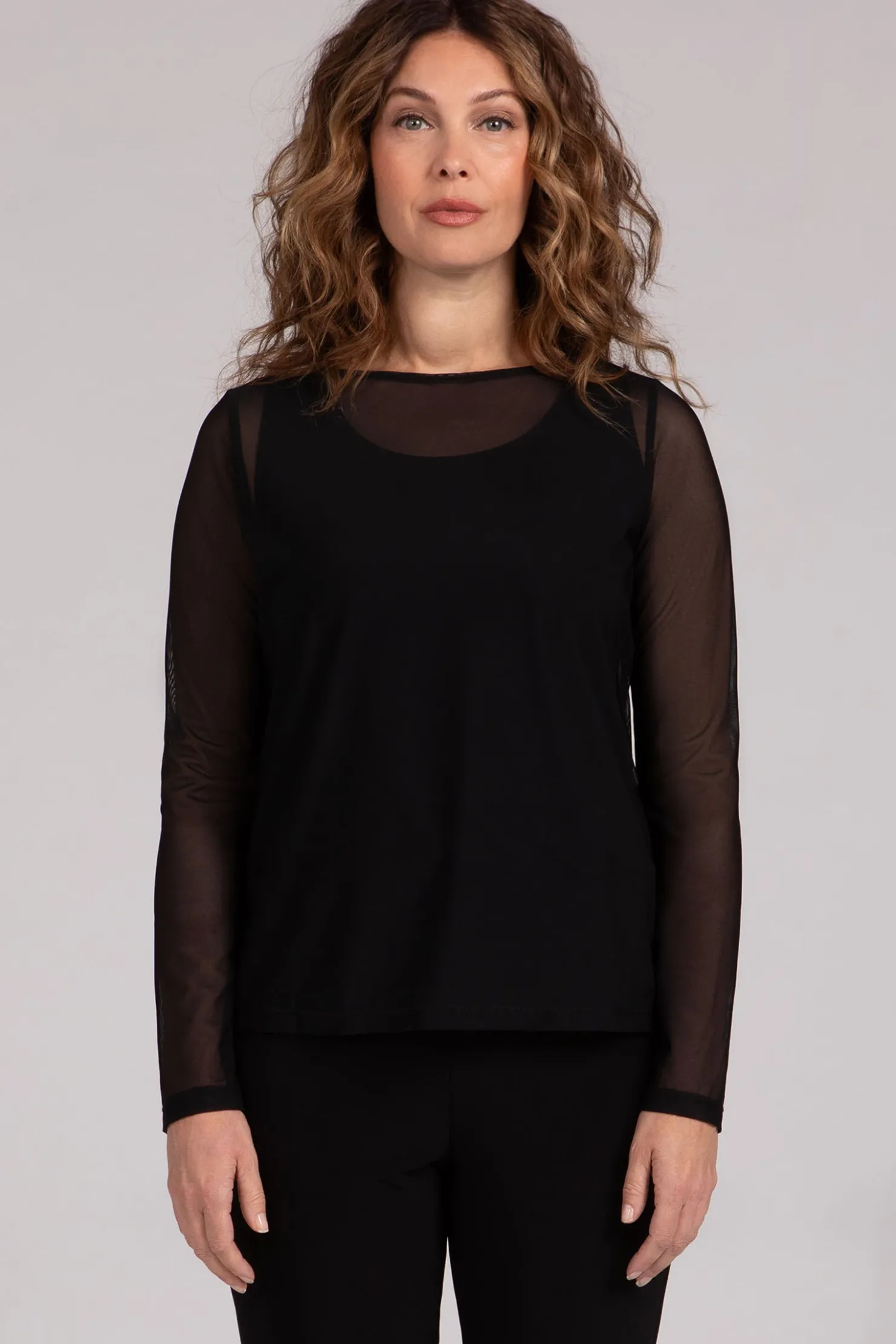 Sympli Tops>Mesh Barely T Black
