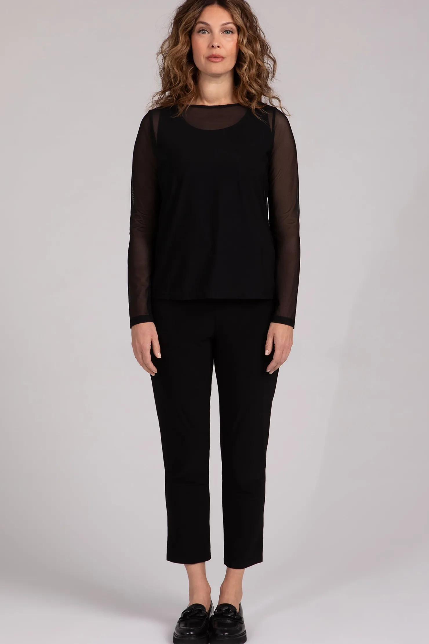 Sympli Tops>Mesh Barely T Black