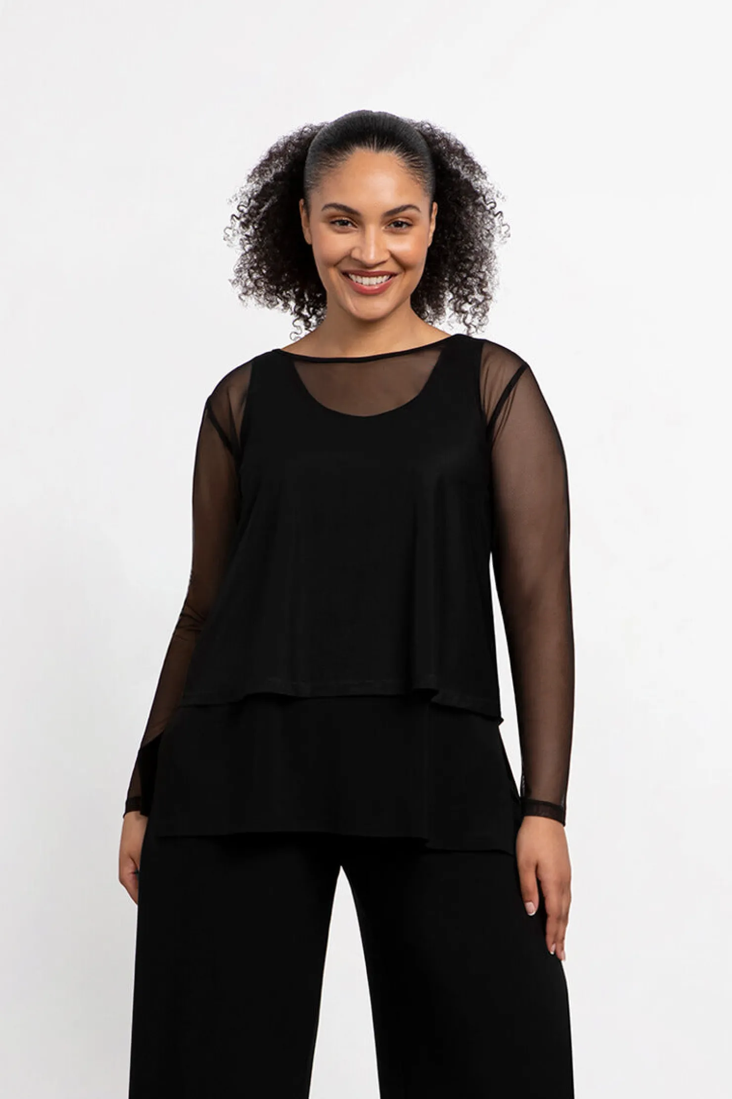 Sympli Tops>Mesh Go To Cropped T Black