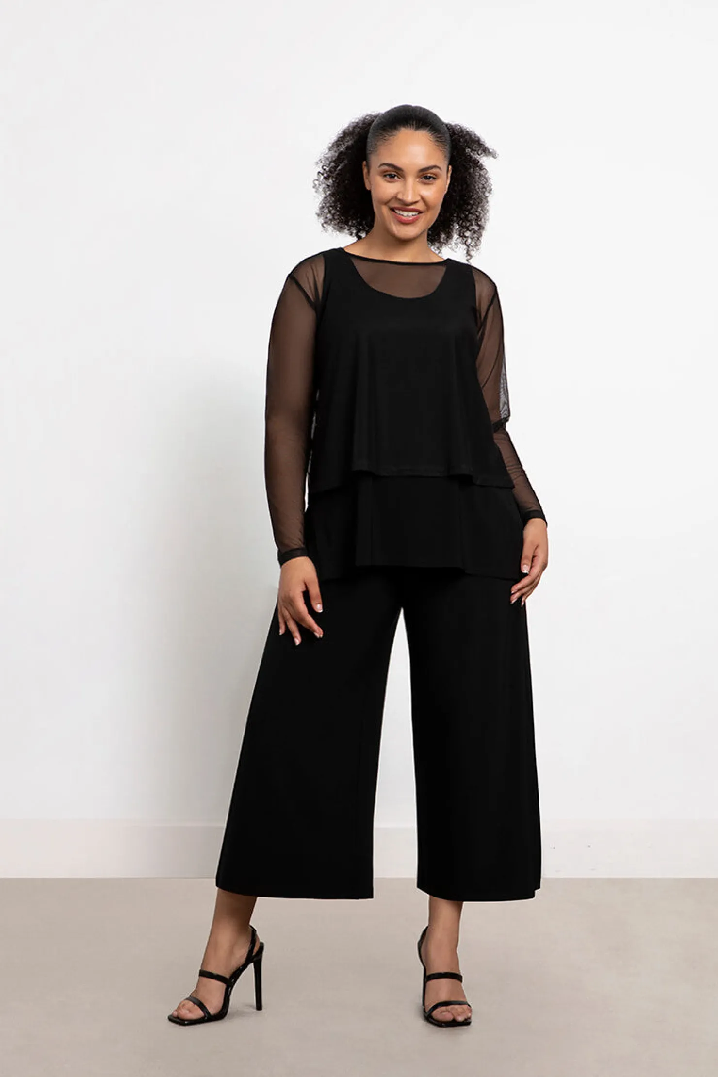 Sympli Tops>Mesh Go To Cropped T Black