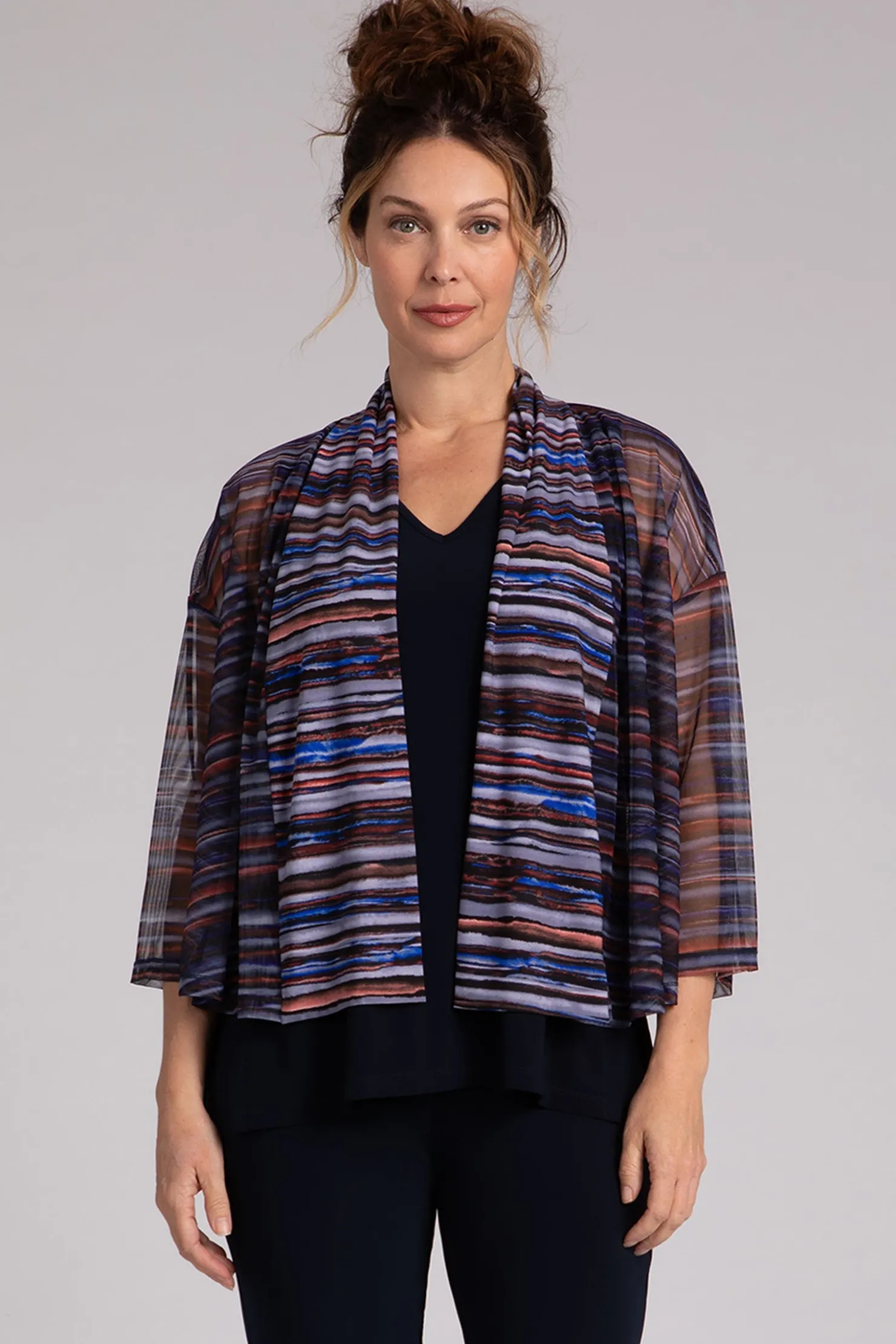 Sympli Sweaters & Cardigans>Mesh Mezza Luna Cardigan ElementalStripes