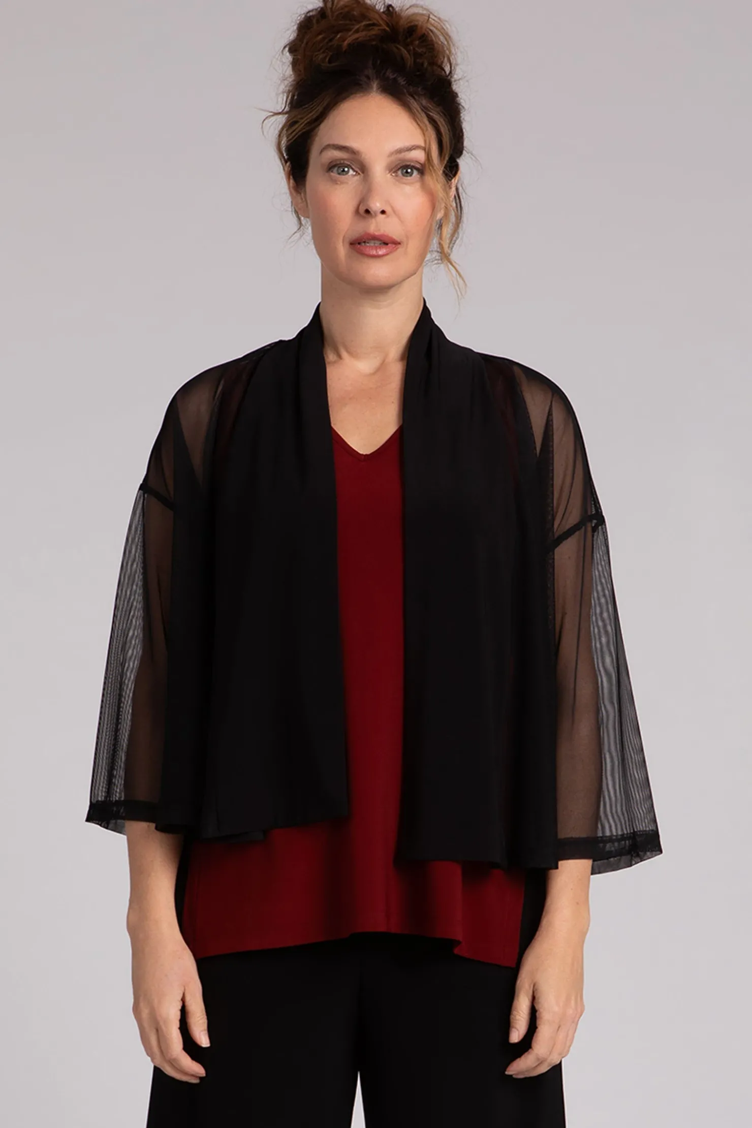 Sympli Sweaters & Cardigans>Mesh Mezza Luna Cardigan Black