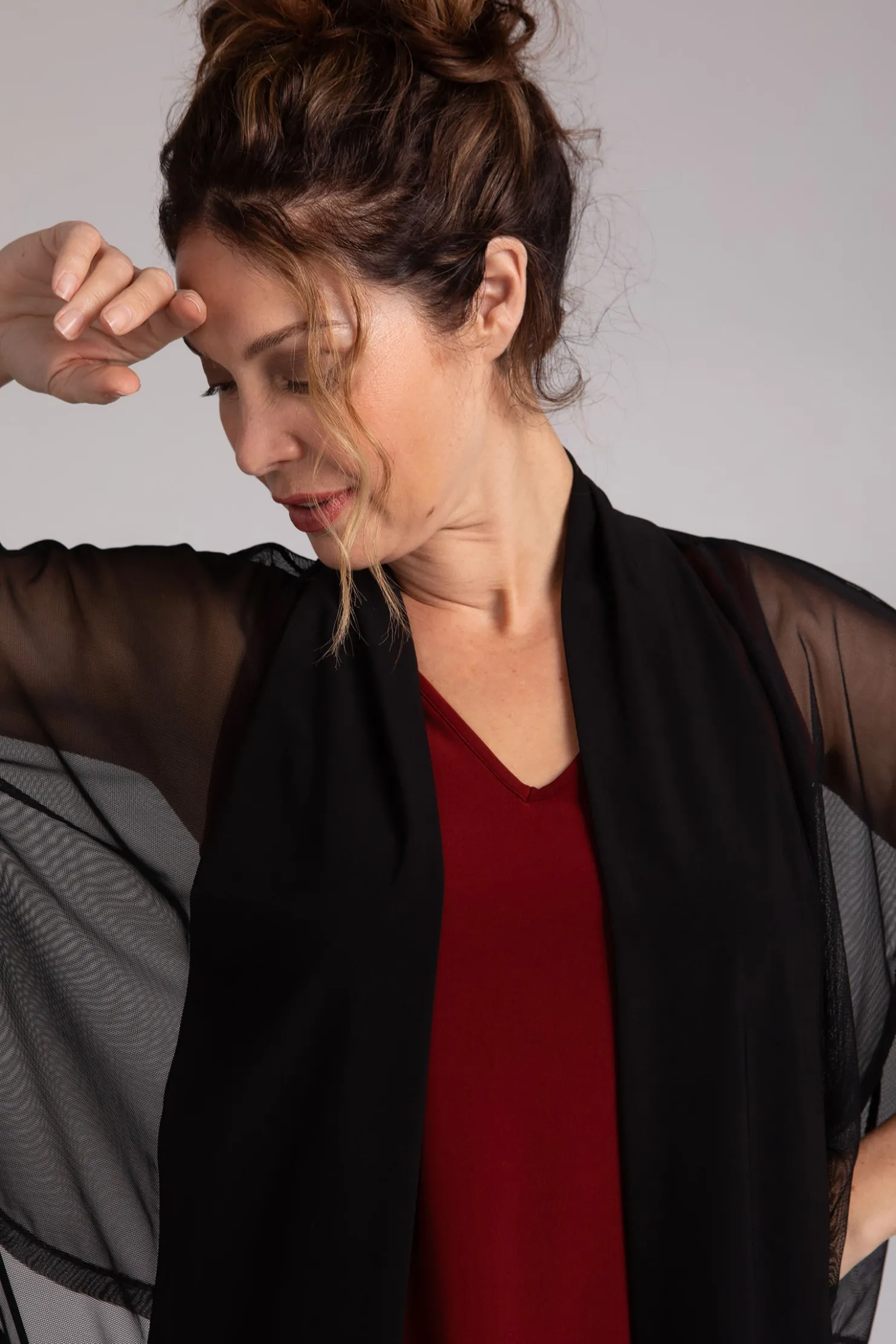 Sympli Sweaters & Cardigans>Mesh Mezza Luna Cardigan Black