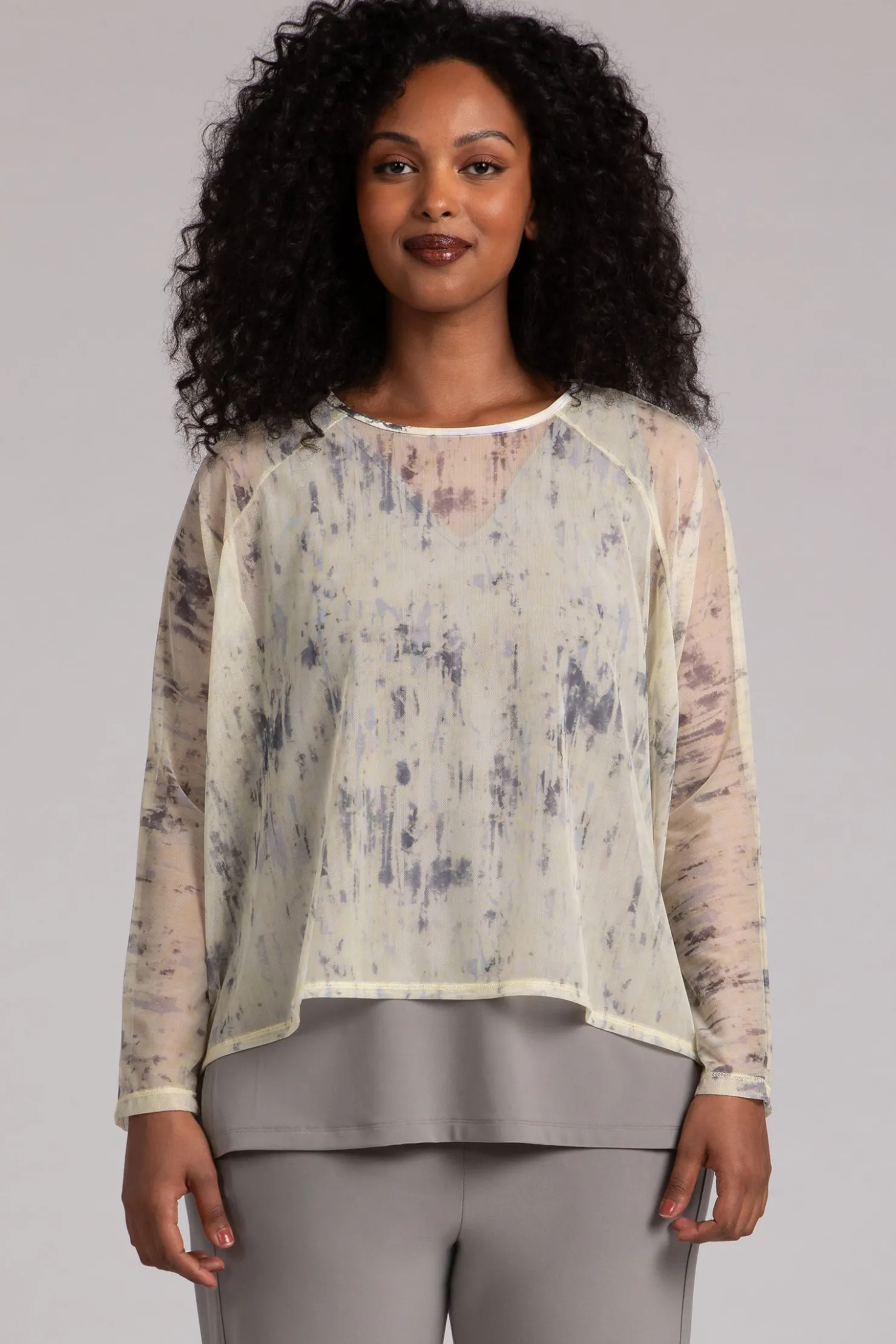 Sympli Tops>Mesh Raglan Cinch Top CamoIlluminate