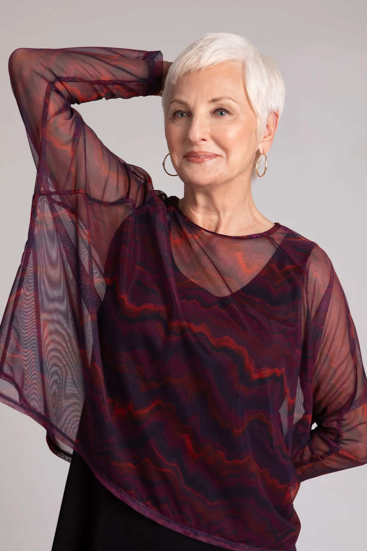Sympli Tops>Mesh Raglan Cinch Top Agate