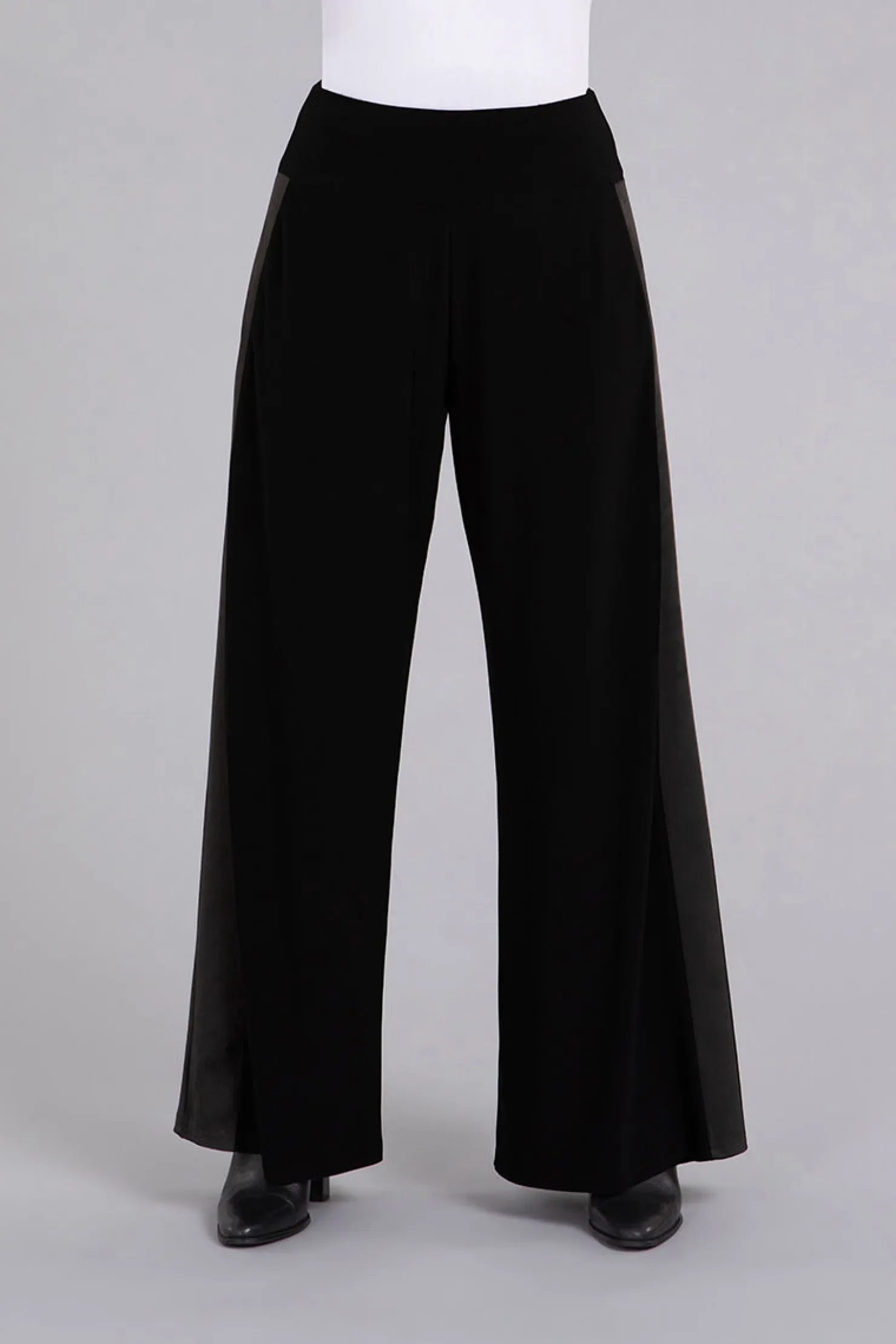Sympli Bottoms>Mix Wide Leg Trouser with Faux Suede Black