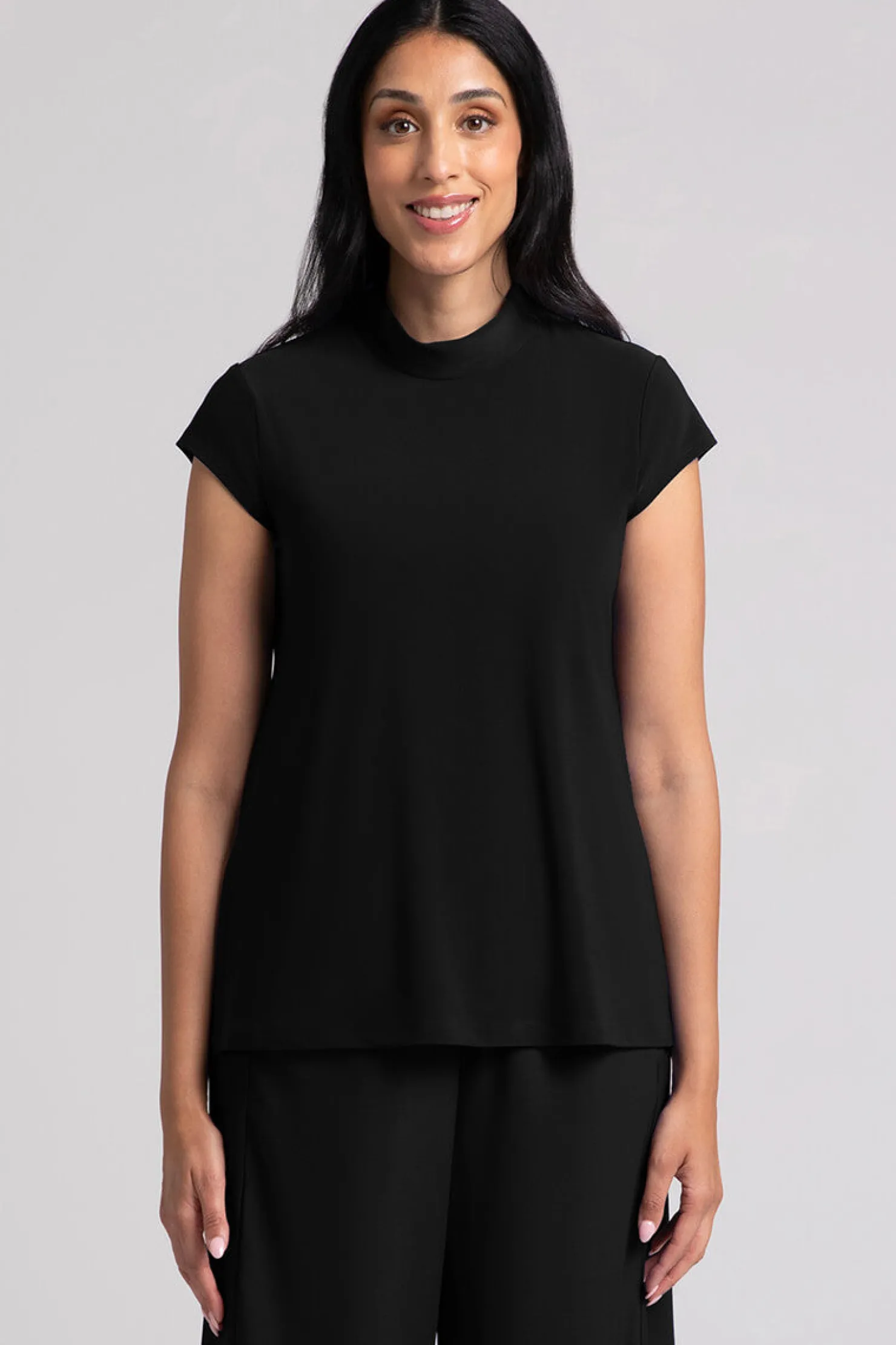 Sympli Tops>Mock Neck Top Relax Black