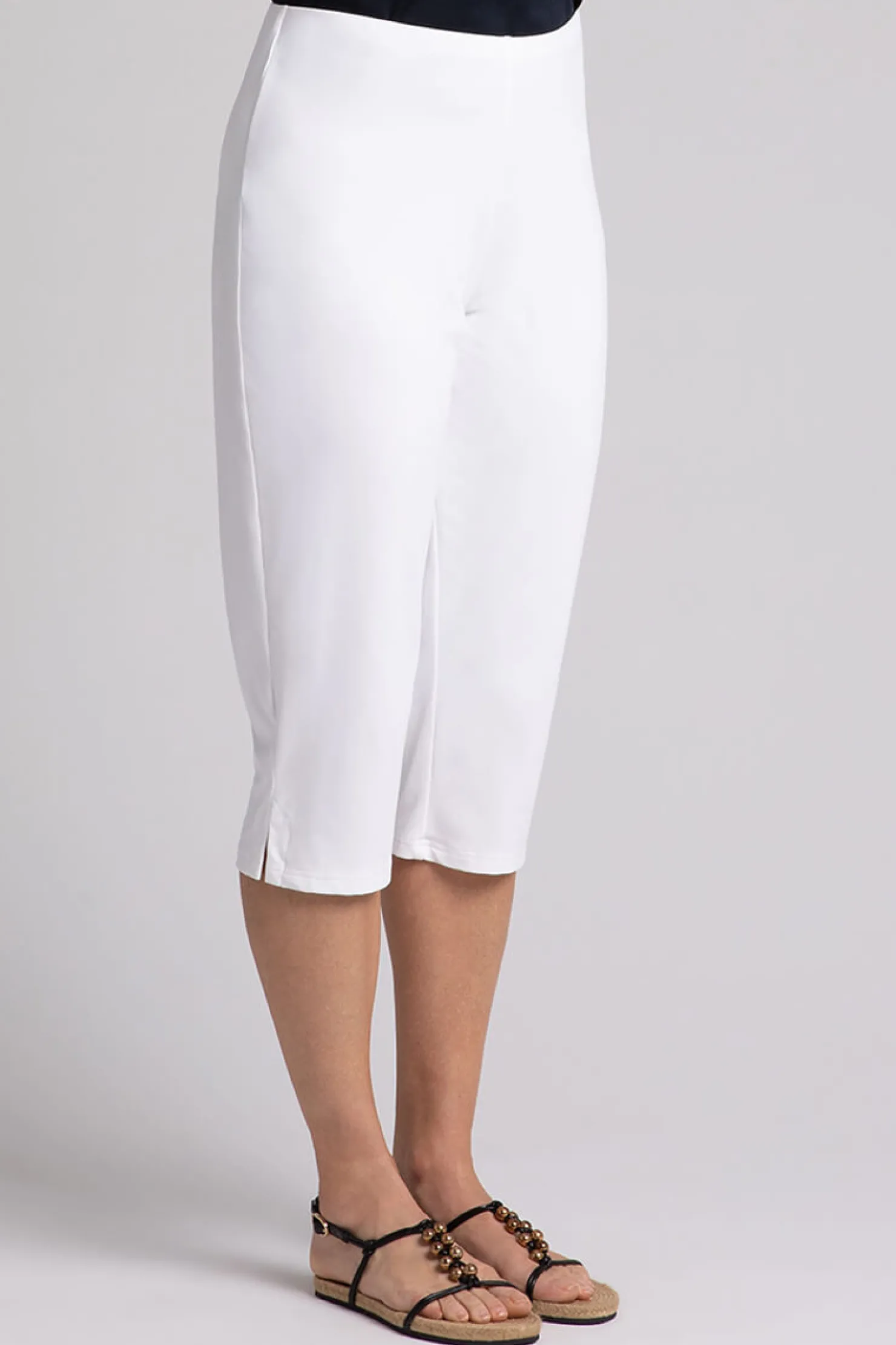 Sympli Bottoms>Narrow Capri White