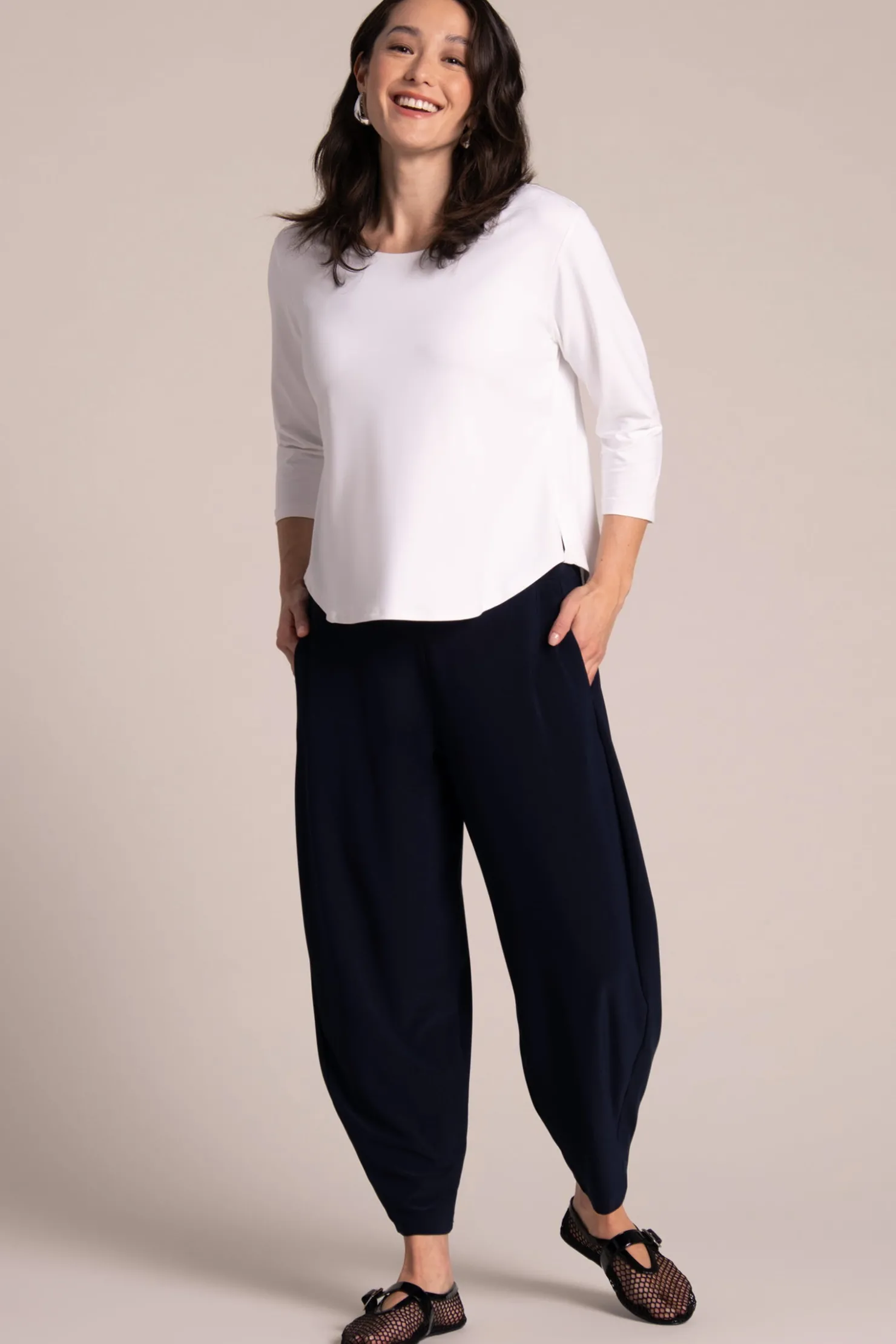 Sympli Bottoms>Narrow Lantern Pant Navy