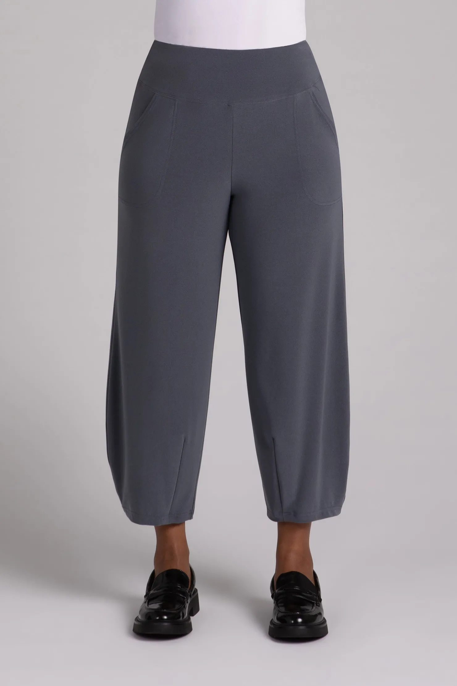 Sympli Bottoms>Narrow Lantern Pant MelangeGunmetal