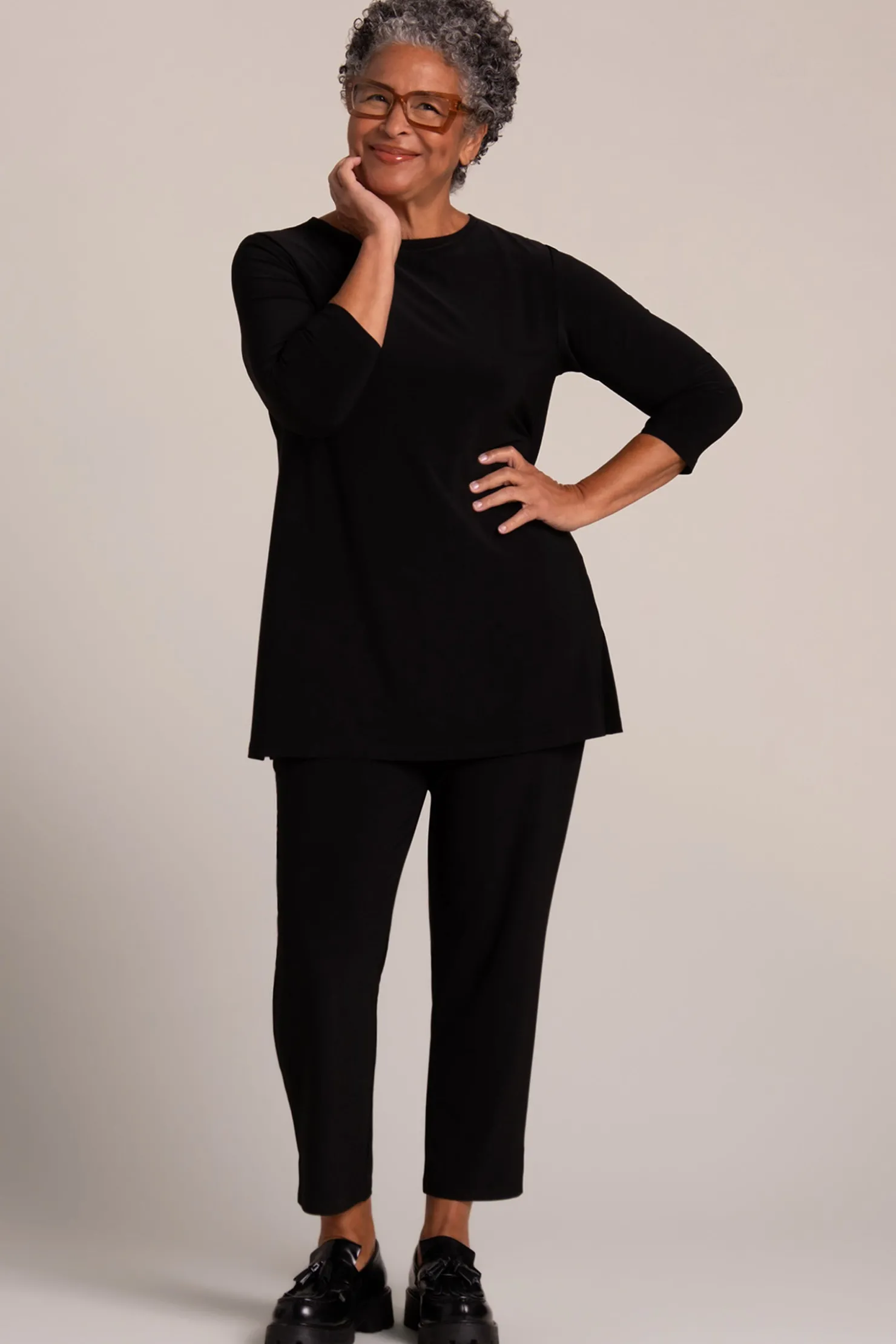 Sympli Tops>Nu Ideal Tunic Black