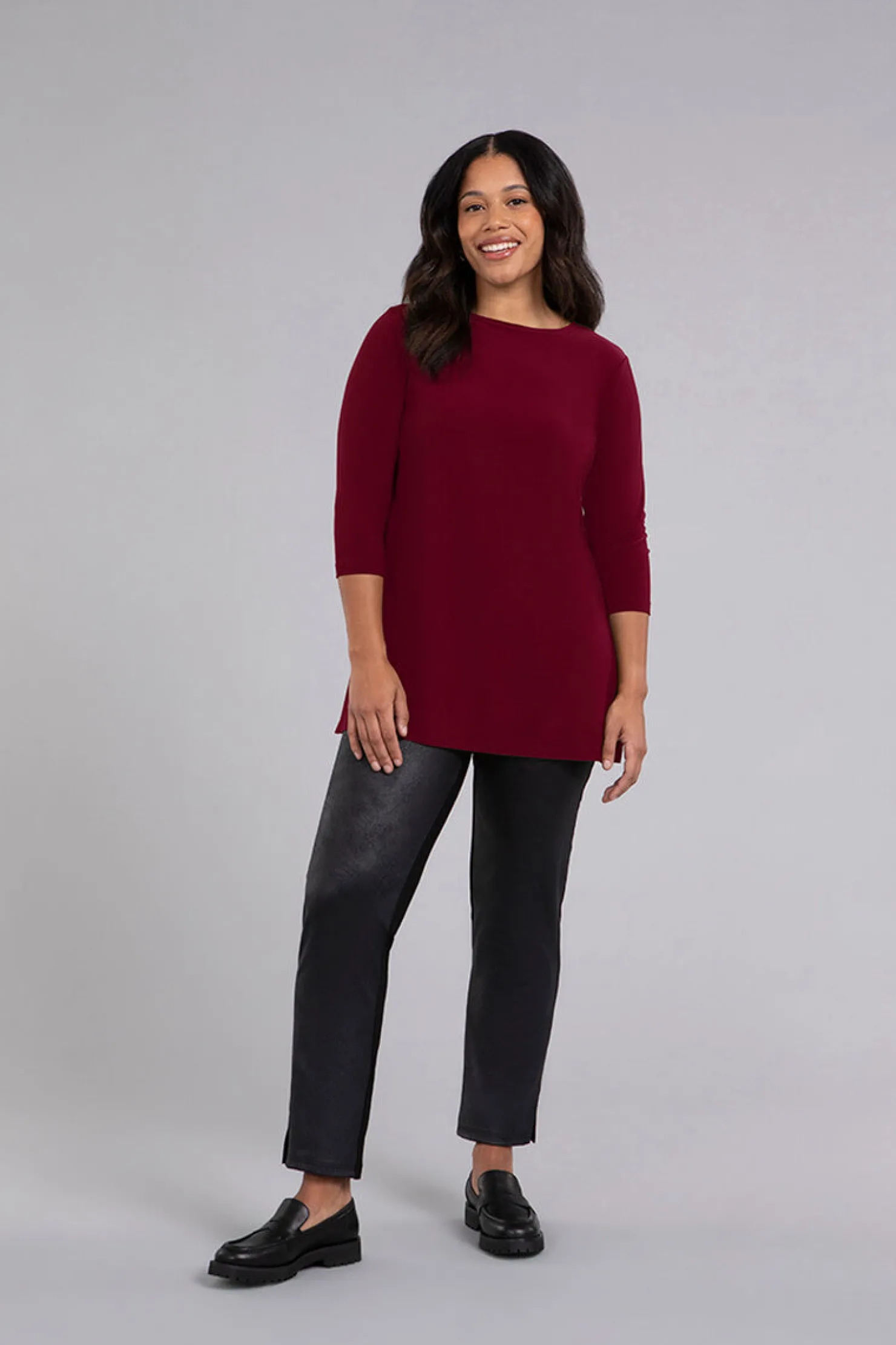Sympli Tops>Nu Ideal Tunic Bloodstone