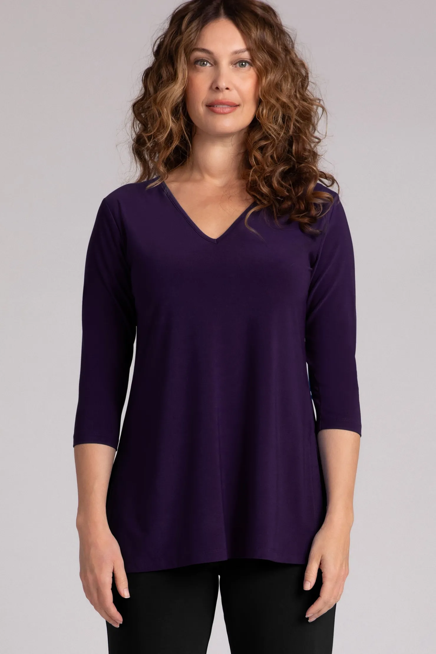 Sympli Tops>Nu Ideal V-Neck Tunic Blackberry
