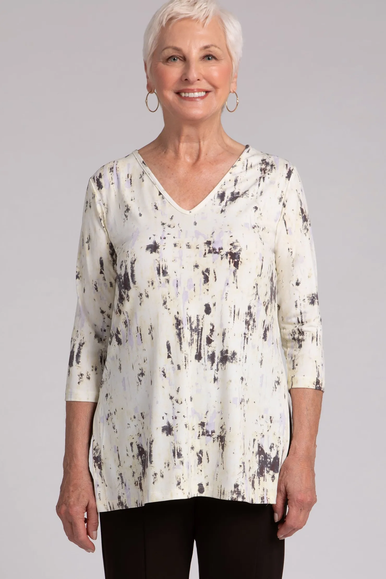Sympli Tops>Nu Ideal V-Neck Tunic CamoIlluminate