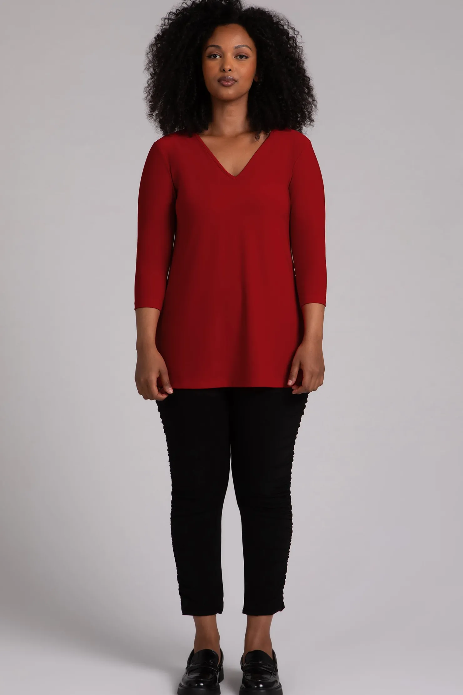 Sympli Tops>Nu Ideal V-Neck Tunic Red