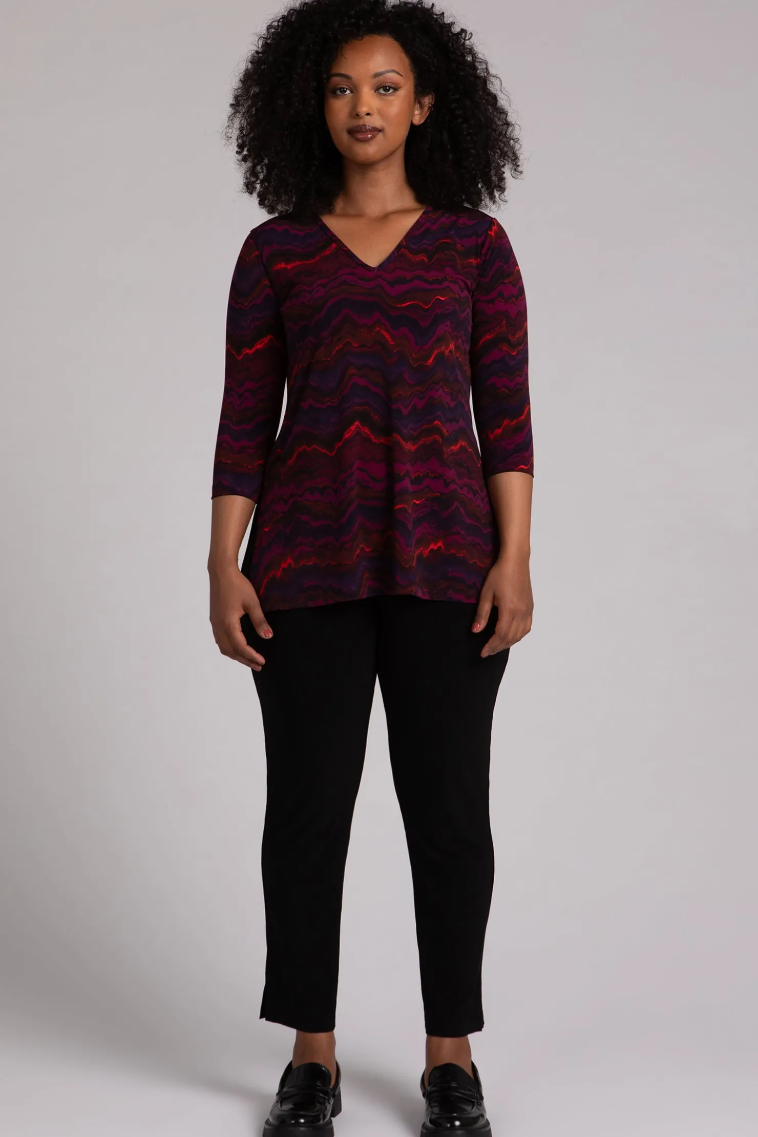 Sympli Tops>Nu Ideal V-Neck Tunic Agate