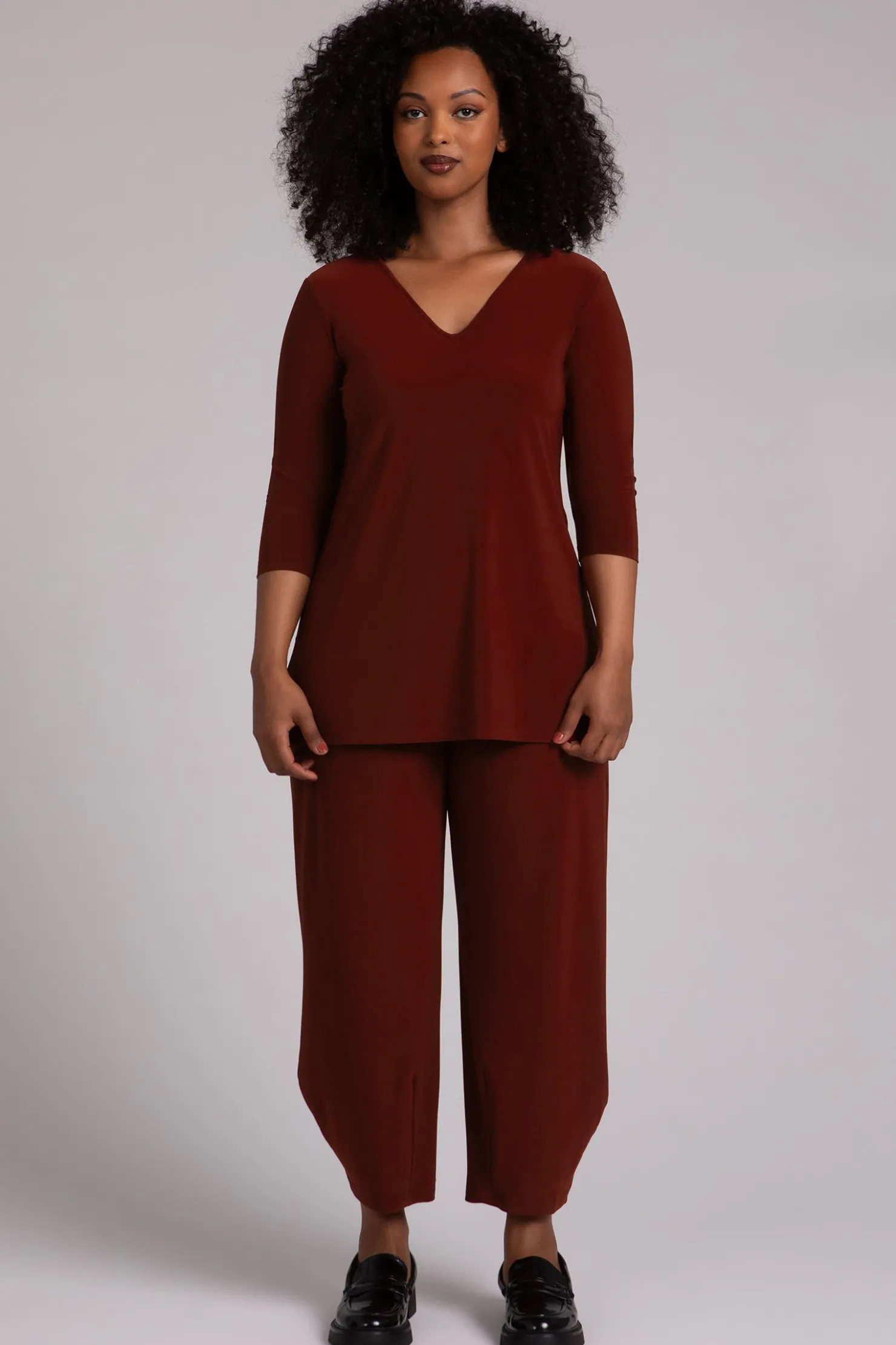 Sympli Tops>Nu Ideal V-Neck Tunic Rust