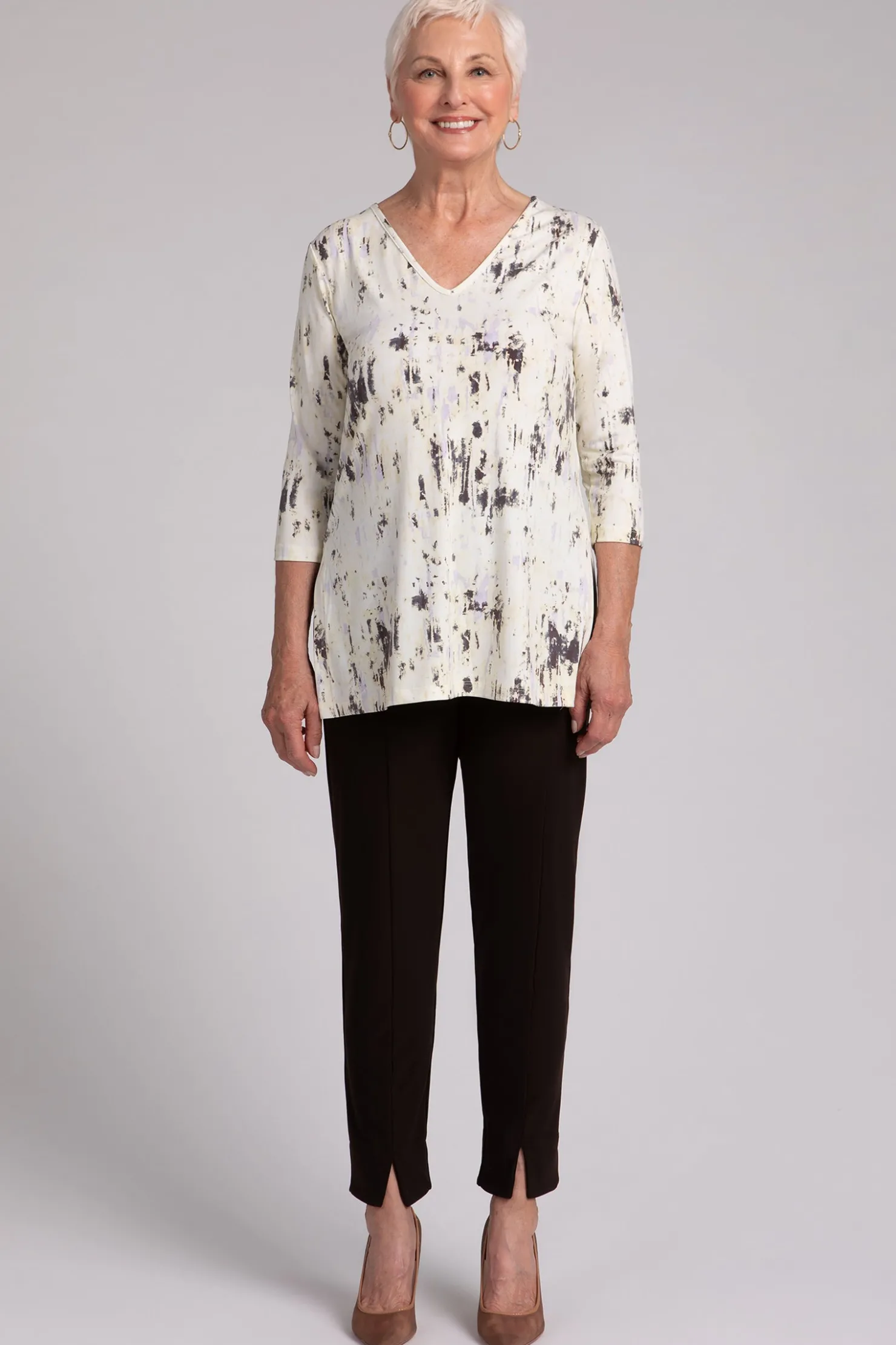 Sympli Tops>Nu Ideal V-Neck Tunic CamoIlluminate