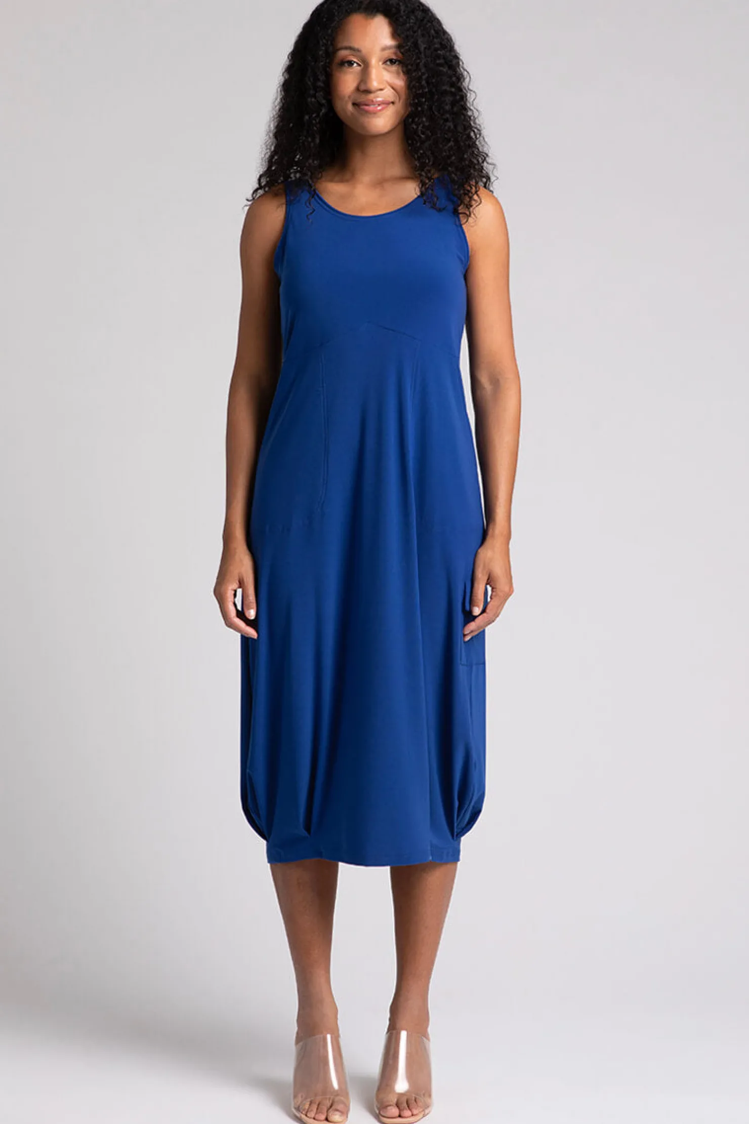 Sympli Dresses>Nu Pleat Hem Tank Dress Twilight