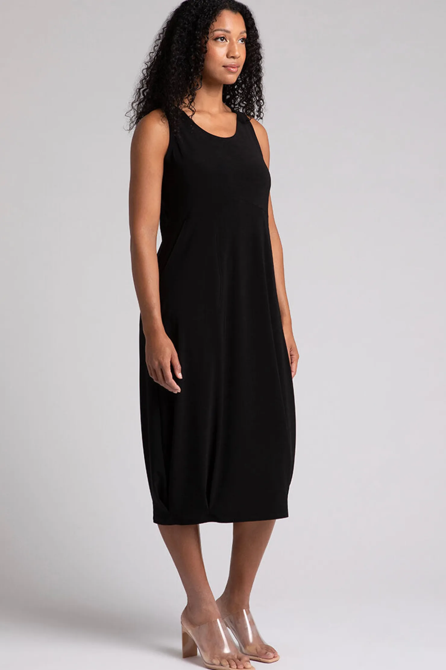 Sympli Dresses>Nu Pleat Hem Tank Dress Black