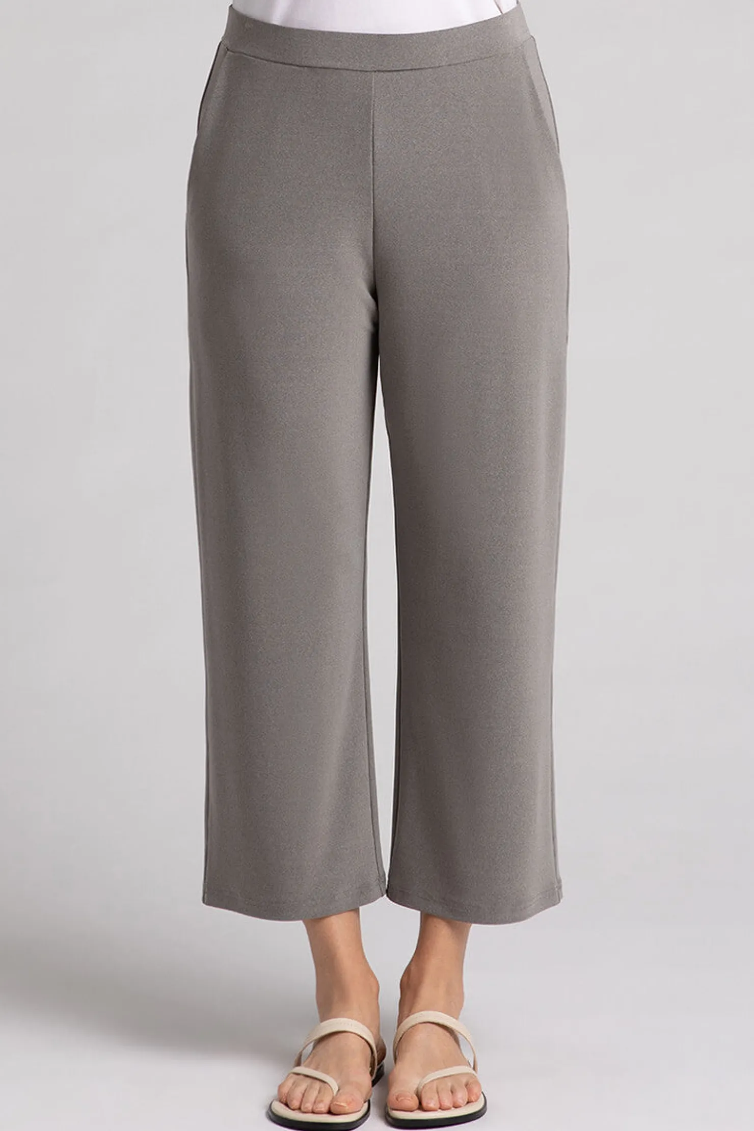 Sympli Bottoms>Nu Straight Leg Crop MelangeSand