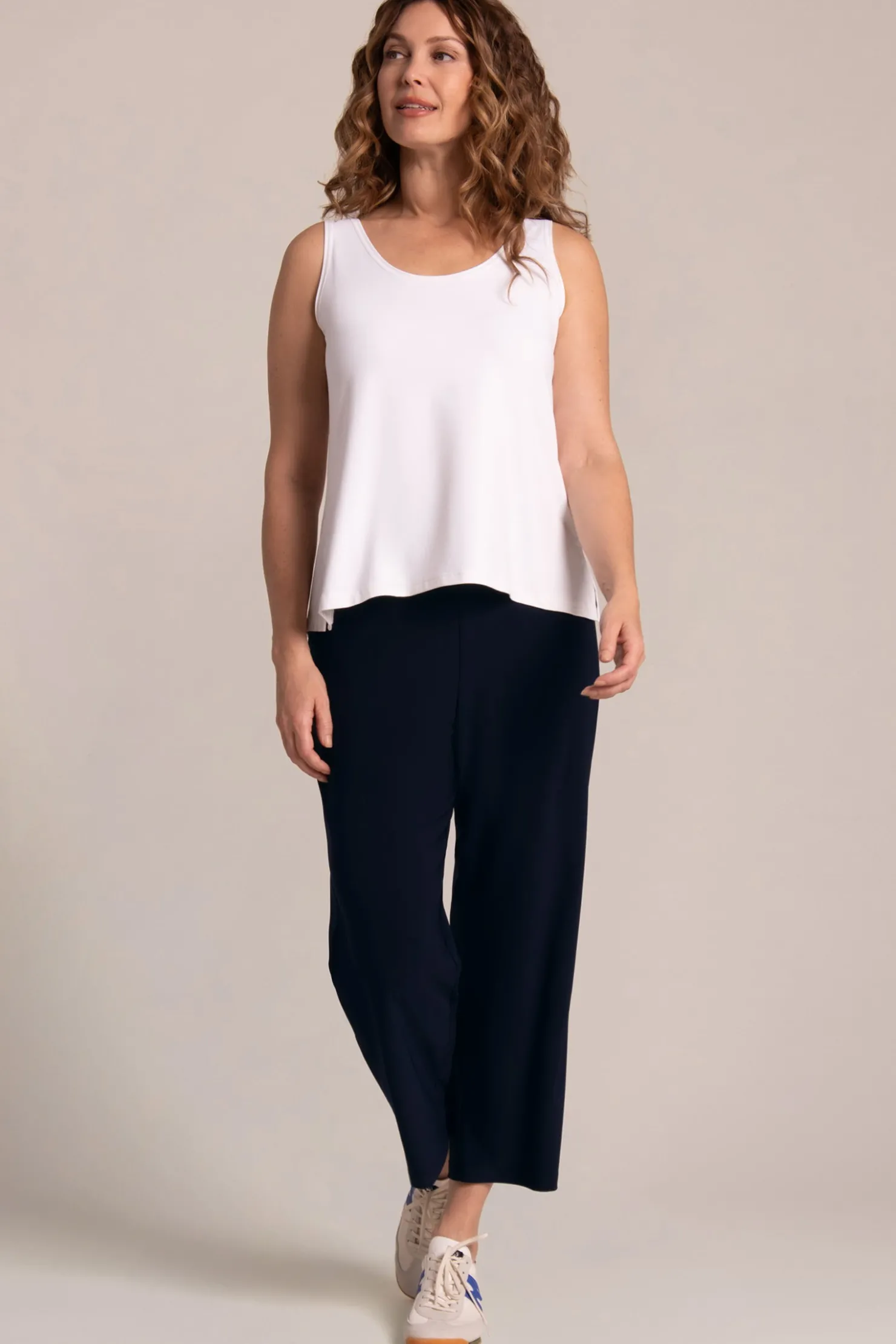 Sympli Bottoms>Nu Straight Leg Crop Navy
