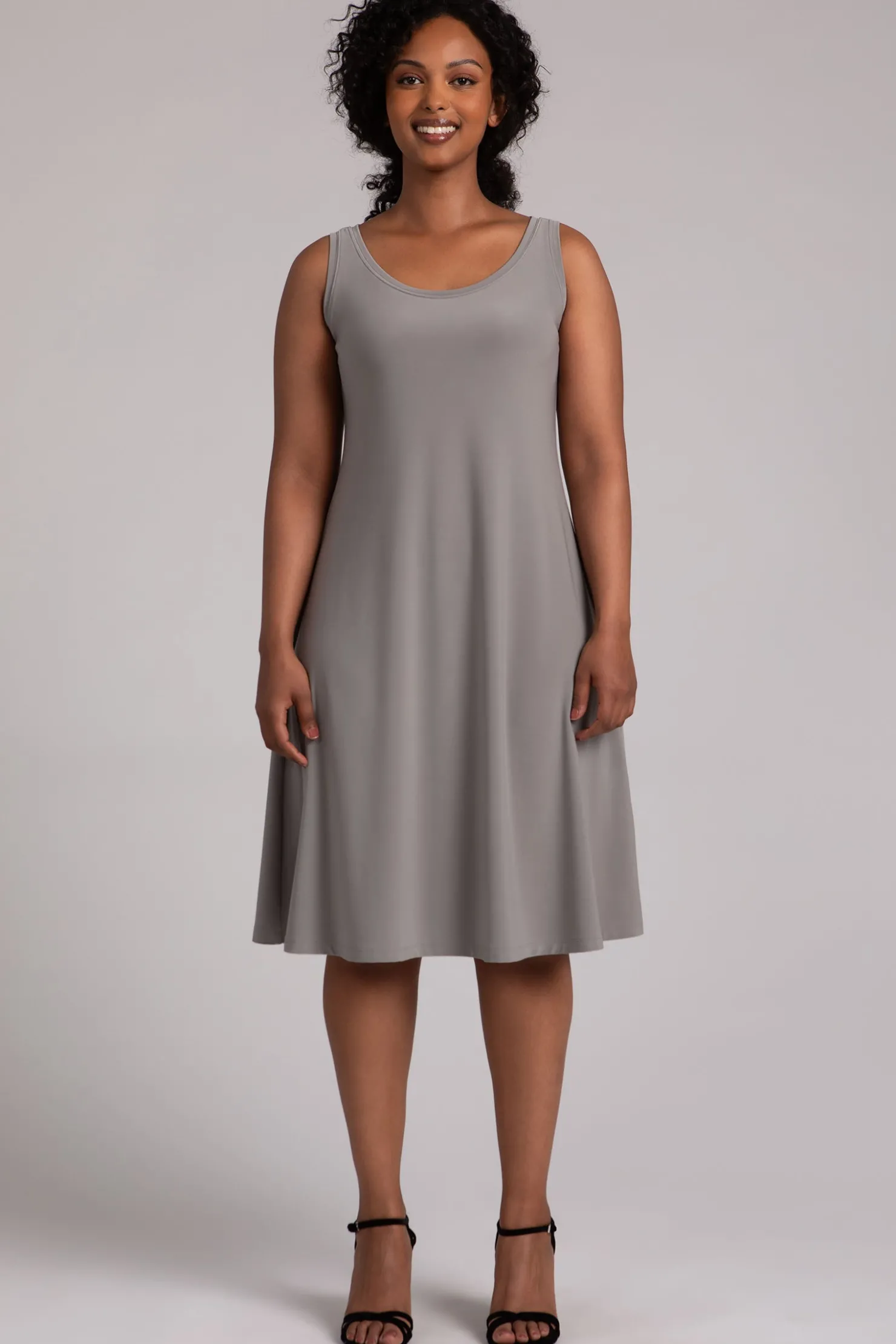 Sympli Dresses>Nu Tank Dress Short Taupe
