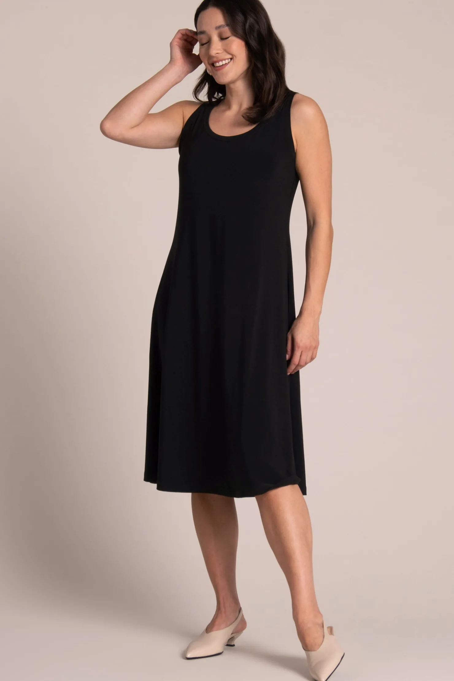 Sympli Dresses>Nu Tank Dress Short Black
