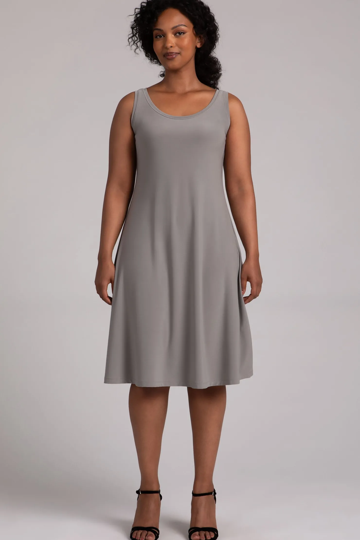 Sympli Dresses>Nu Tank Dress Short Taupe