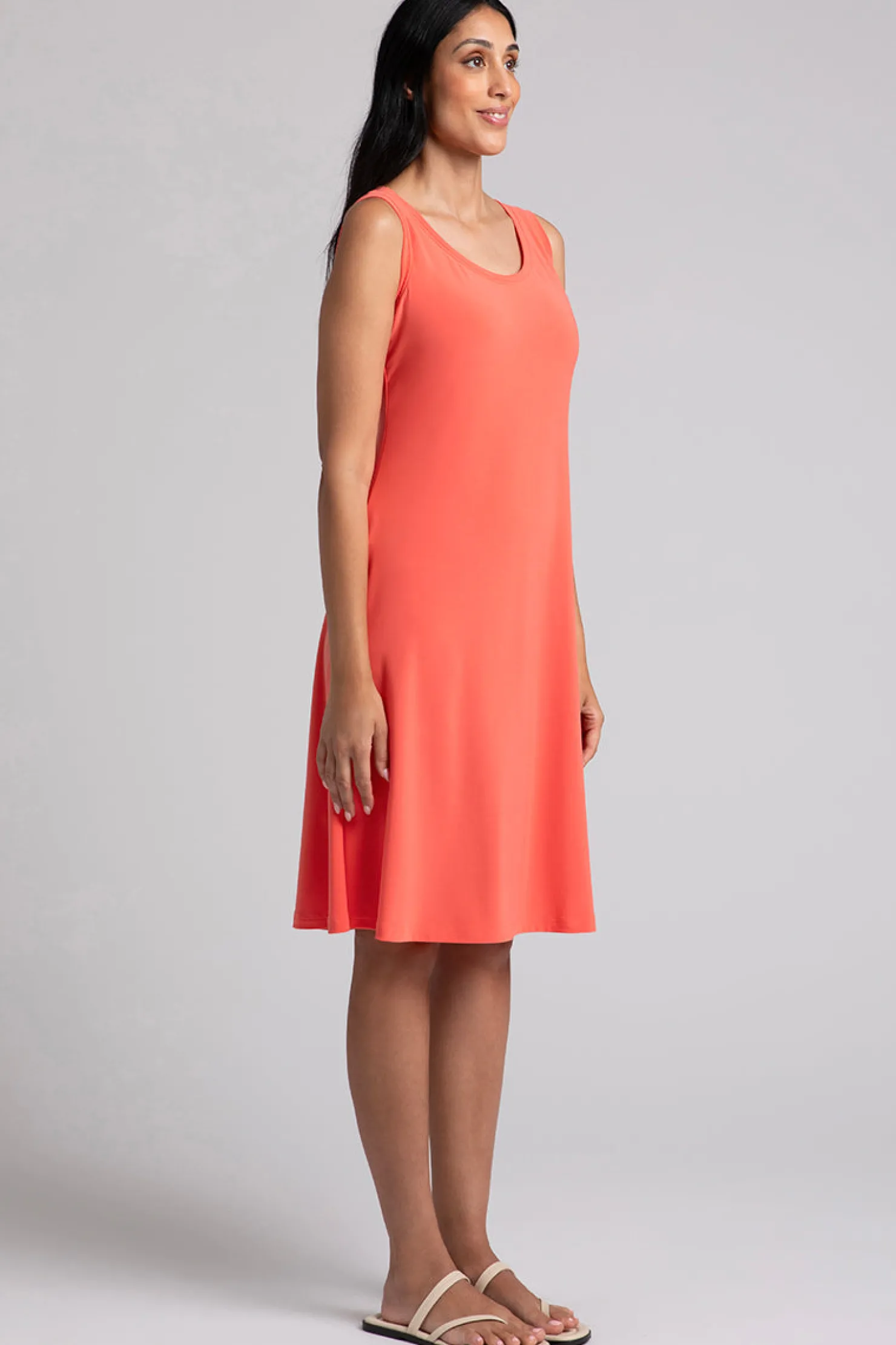 Sympli Dresses>Nu Tank Dress Short Coral