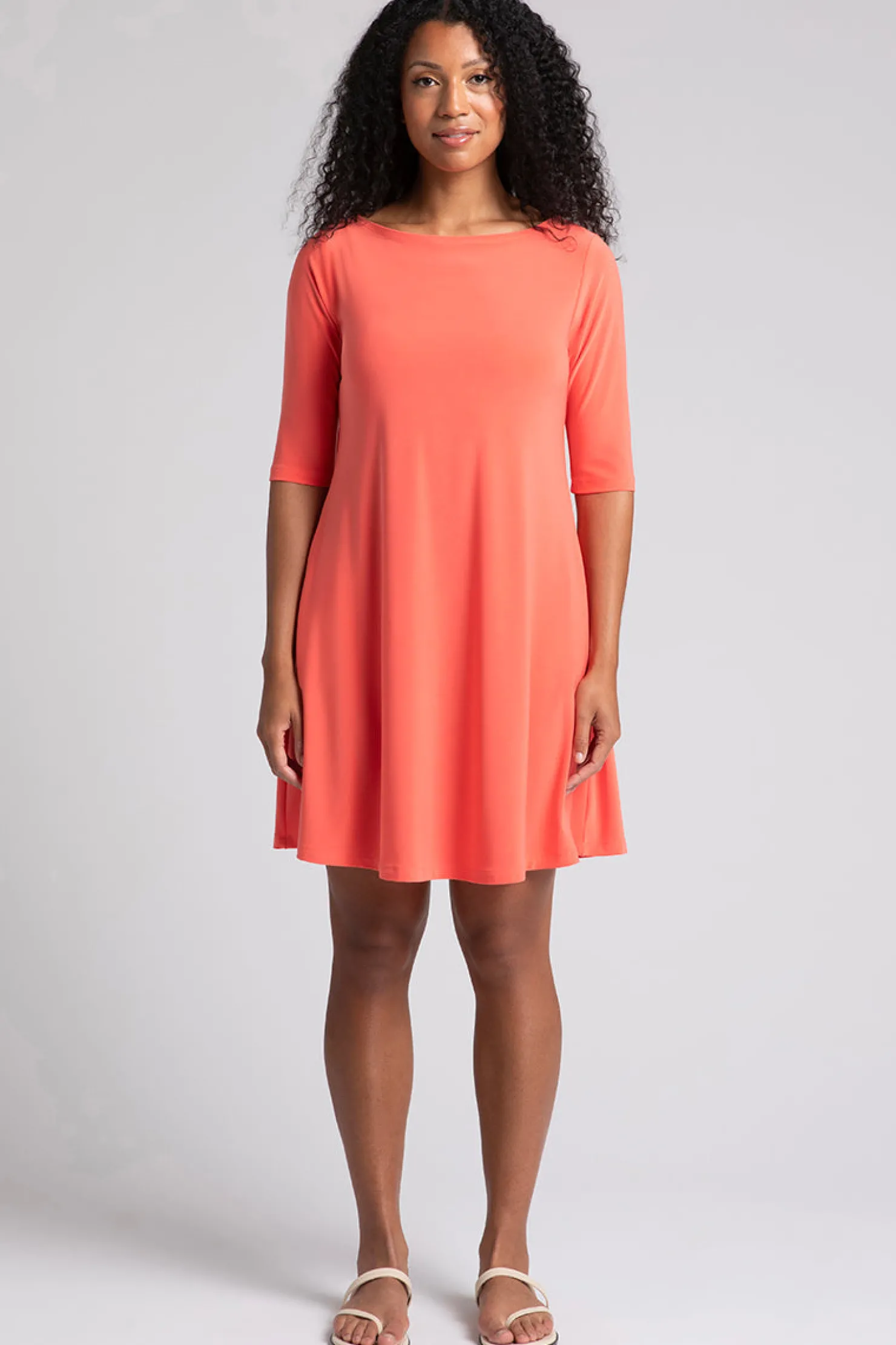 Sympli Dresses>Nu Trapeze Dress Coral