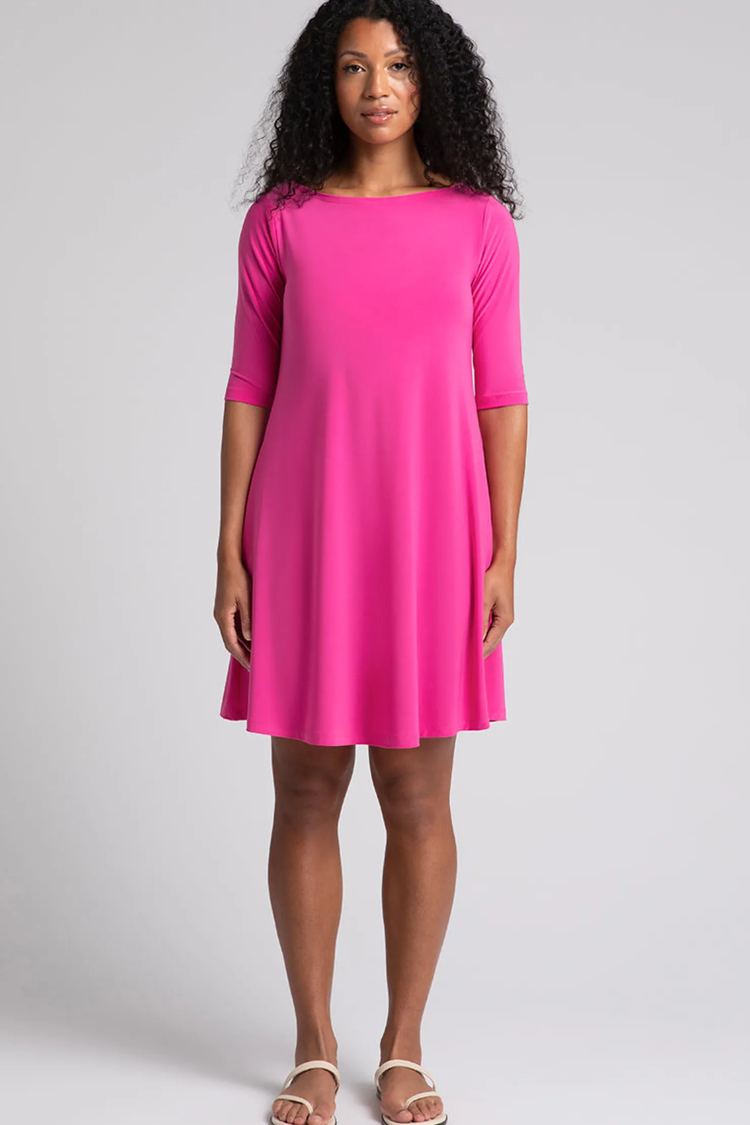 Sympli Dresses>Nu Trapeze Dress Peony