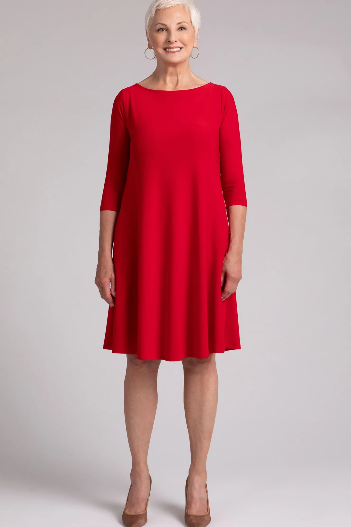 Sympli Dresses>Nu Trapeze Dress Poppy
