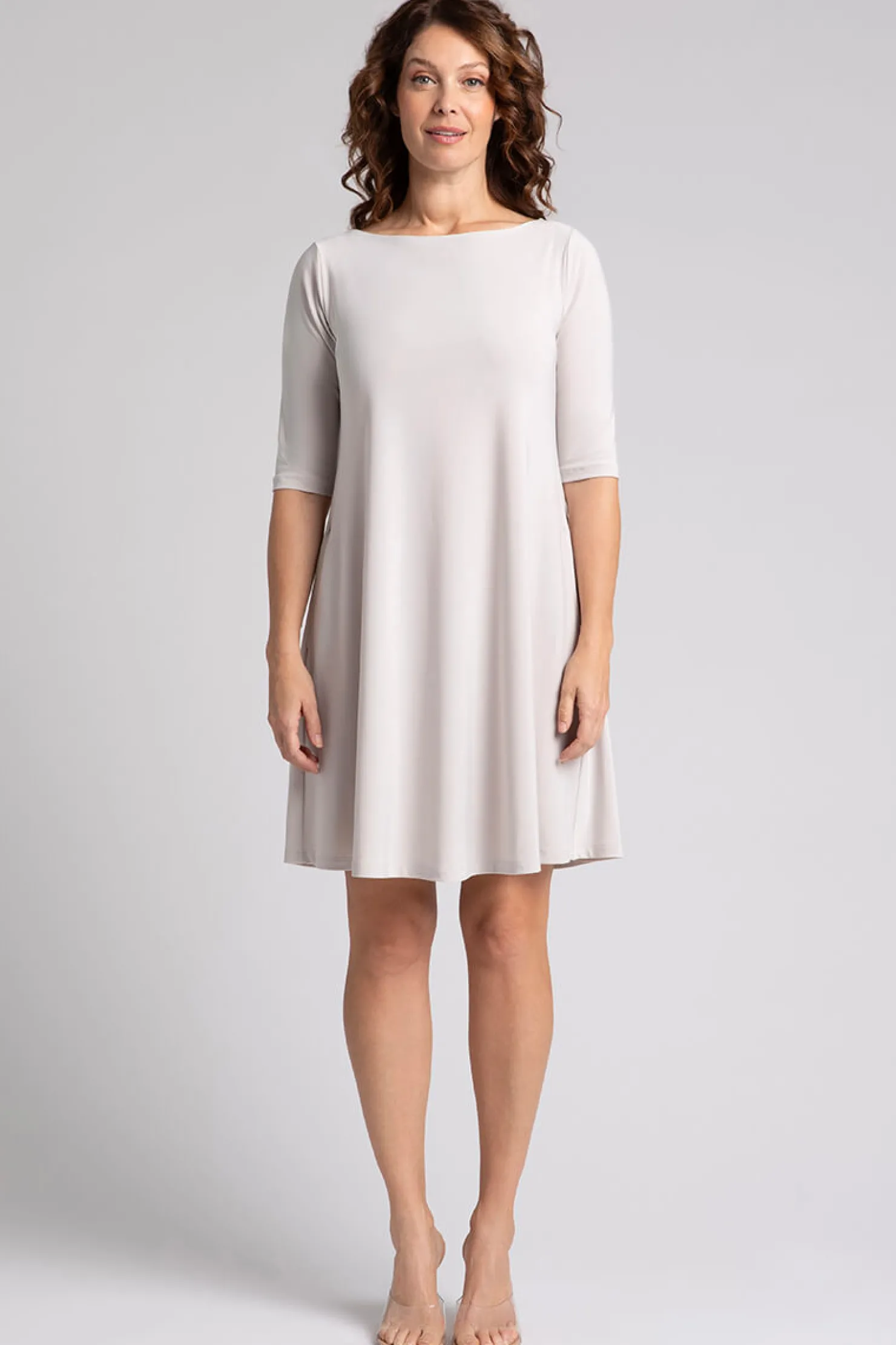 Sympli Dresses>Nu Trapeze Dress Cashew