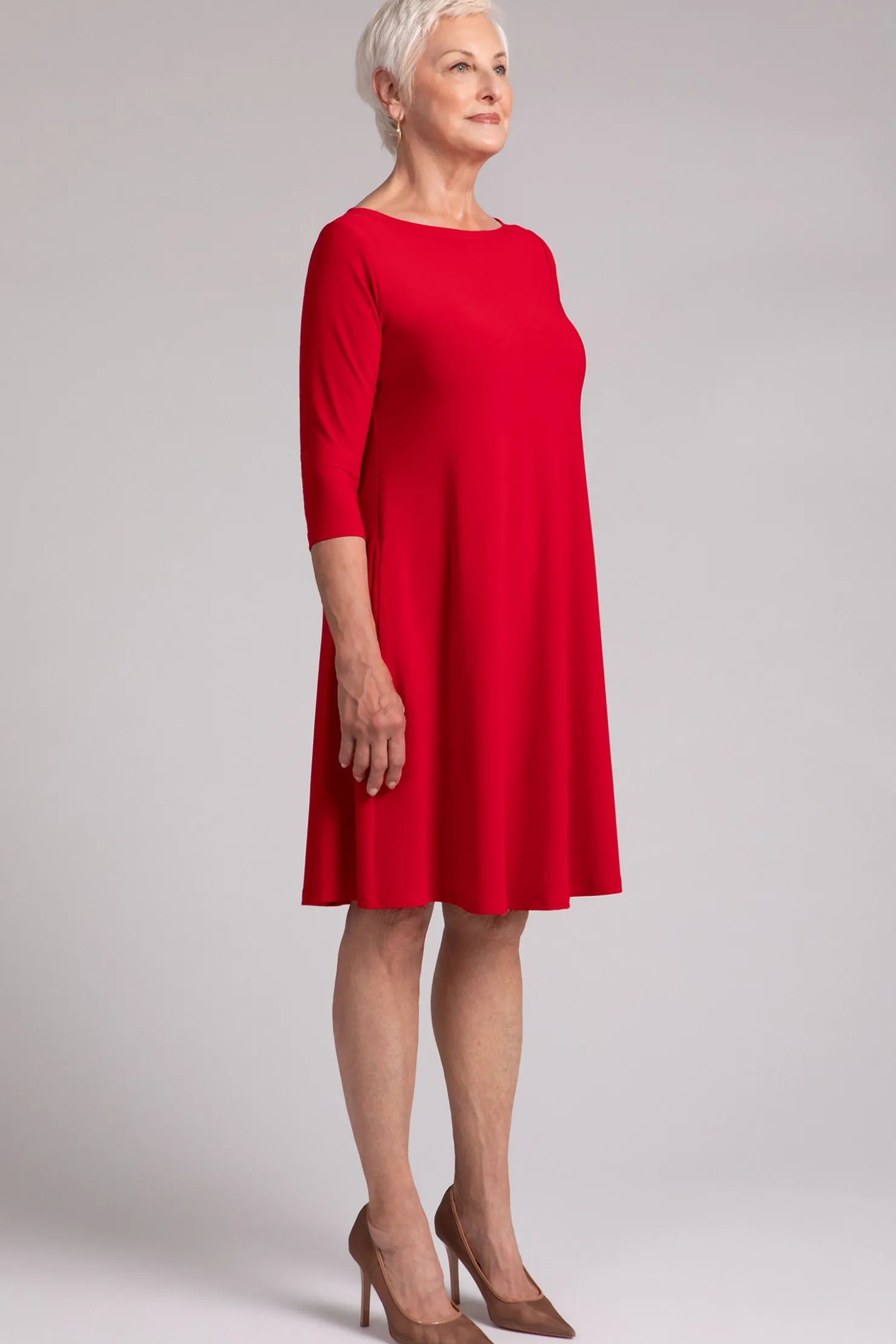 Sympli Dresses>Nu Trapeze Dress Poppy