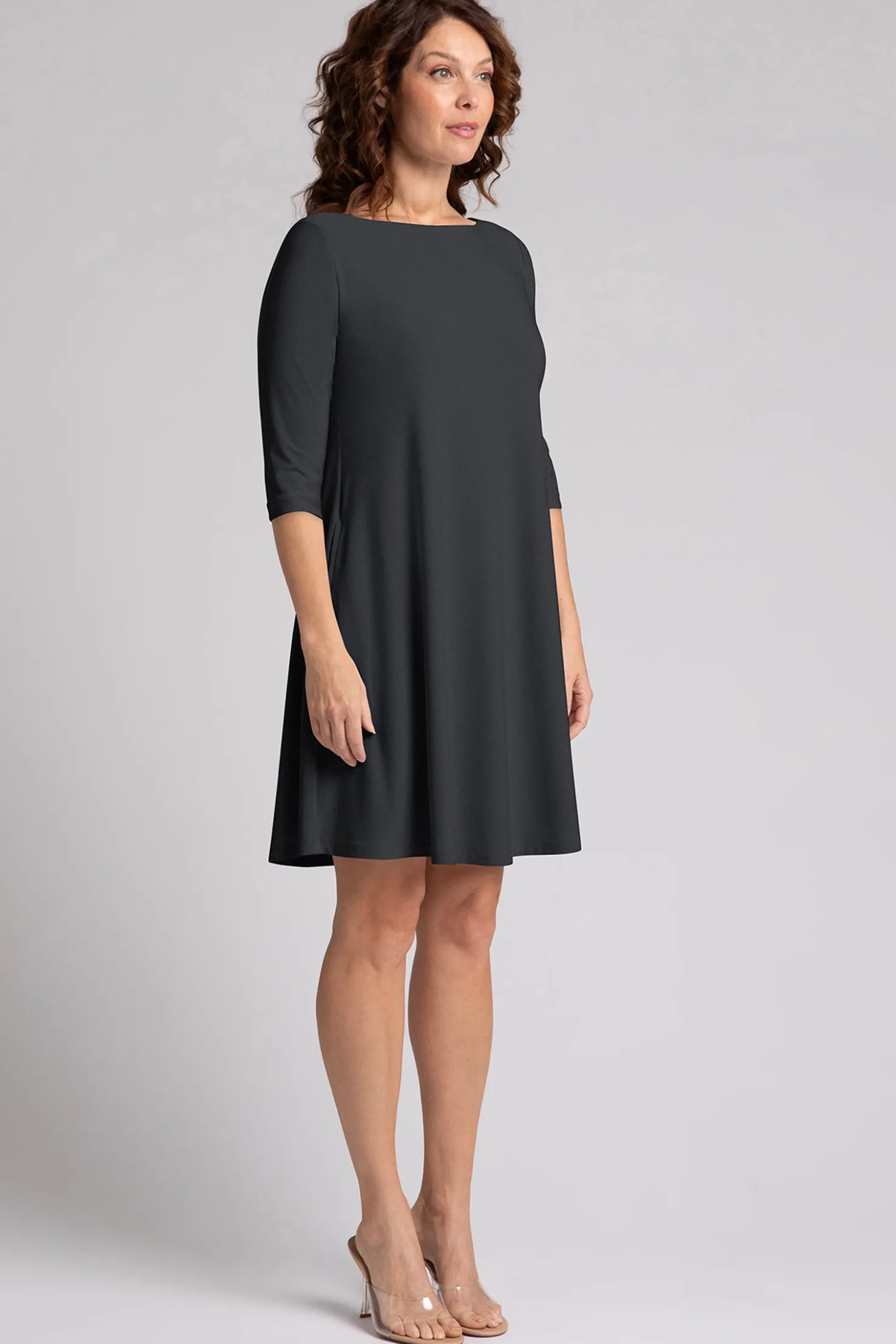 Sympli Dresses>Nu Trapeze Dress Graphite