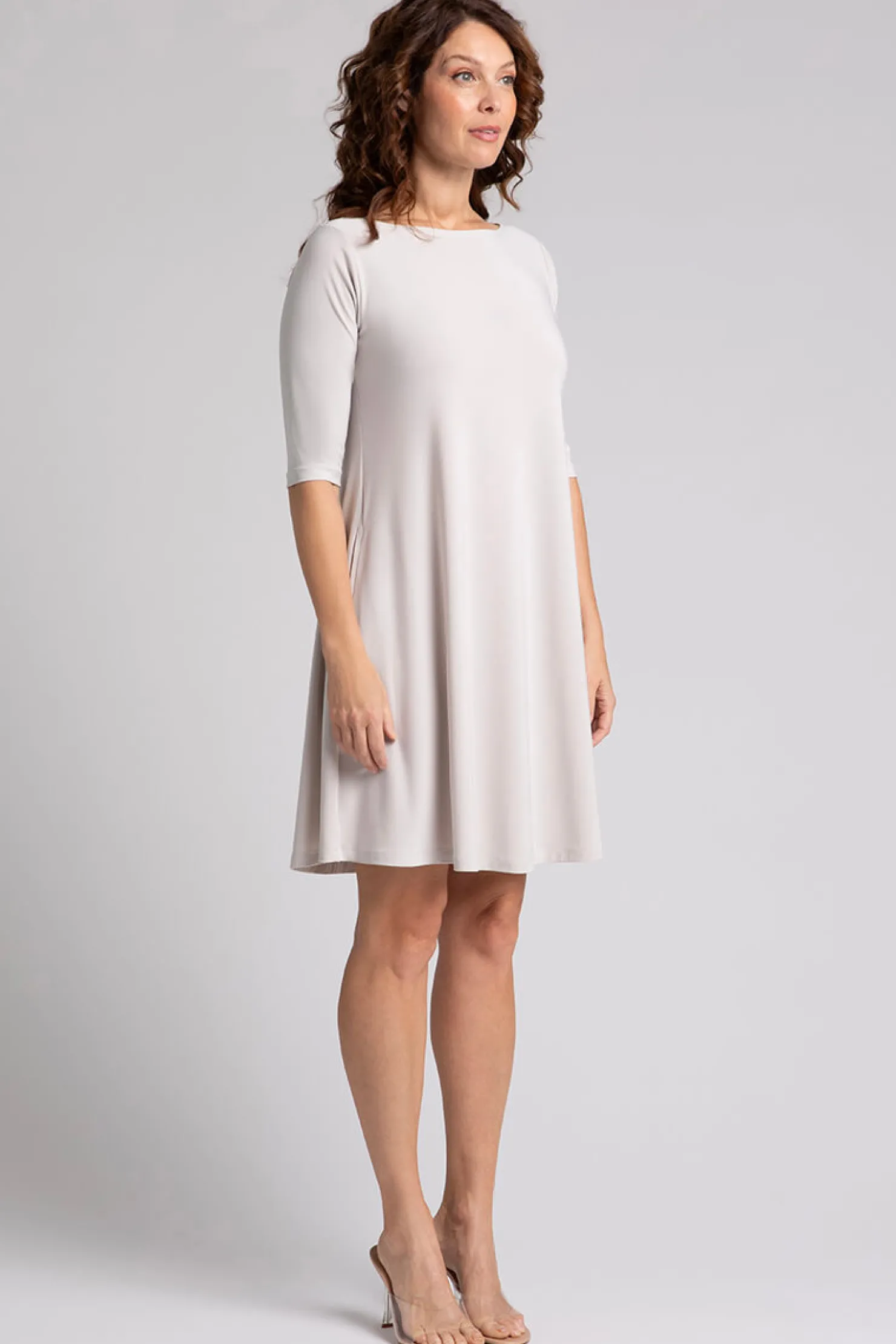 Sympli Dresses>Nu Trapeze Dress Cashew