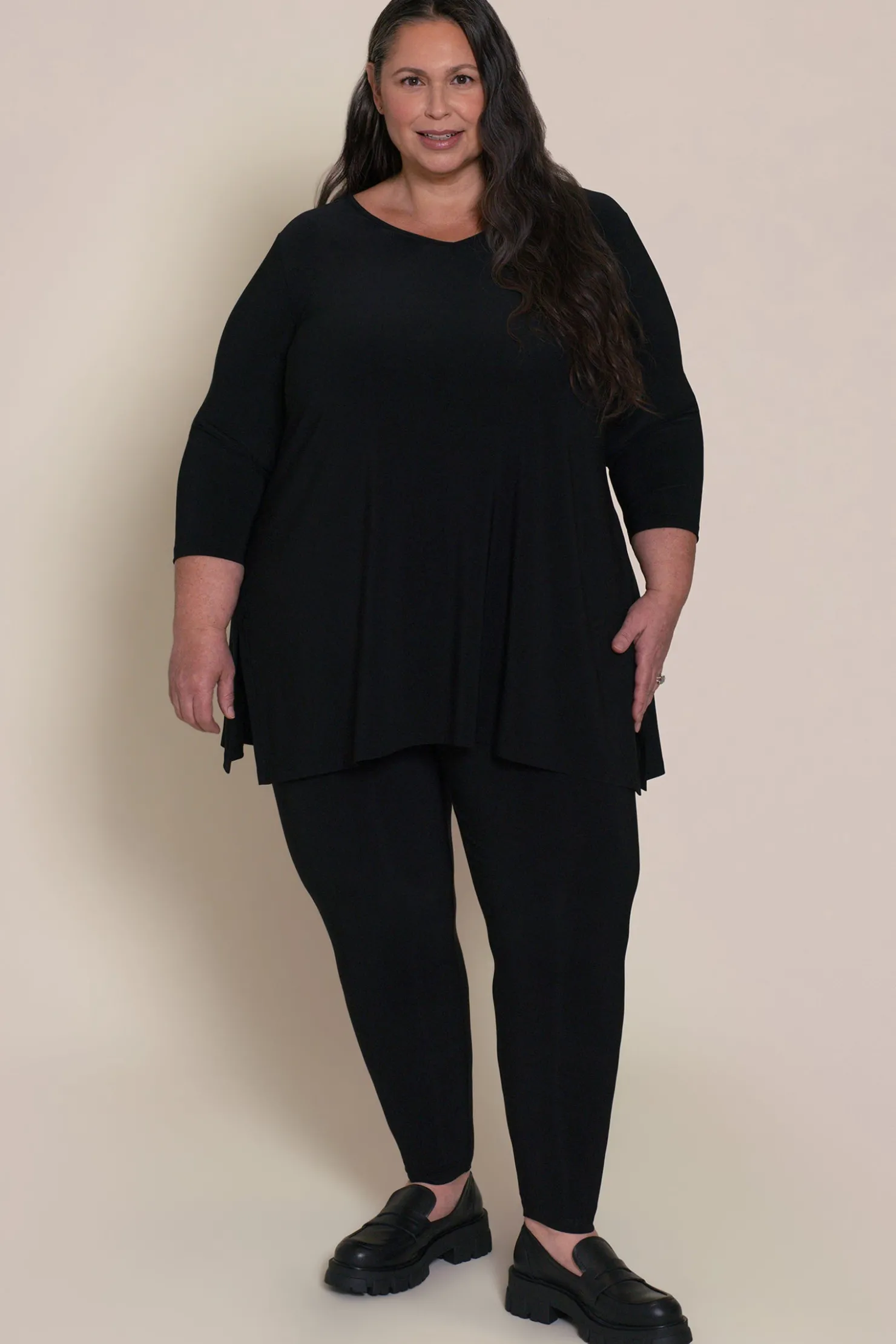 Sympli Bottoms>Nu Yoke Legging Plus Black