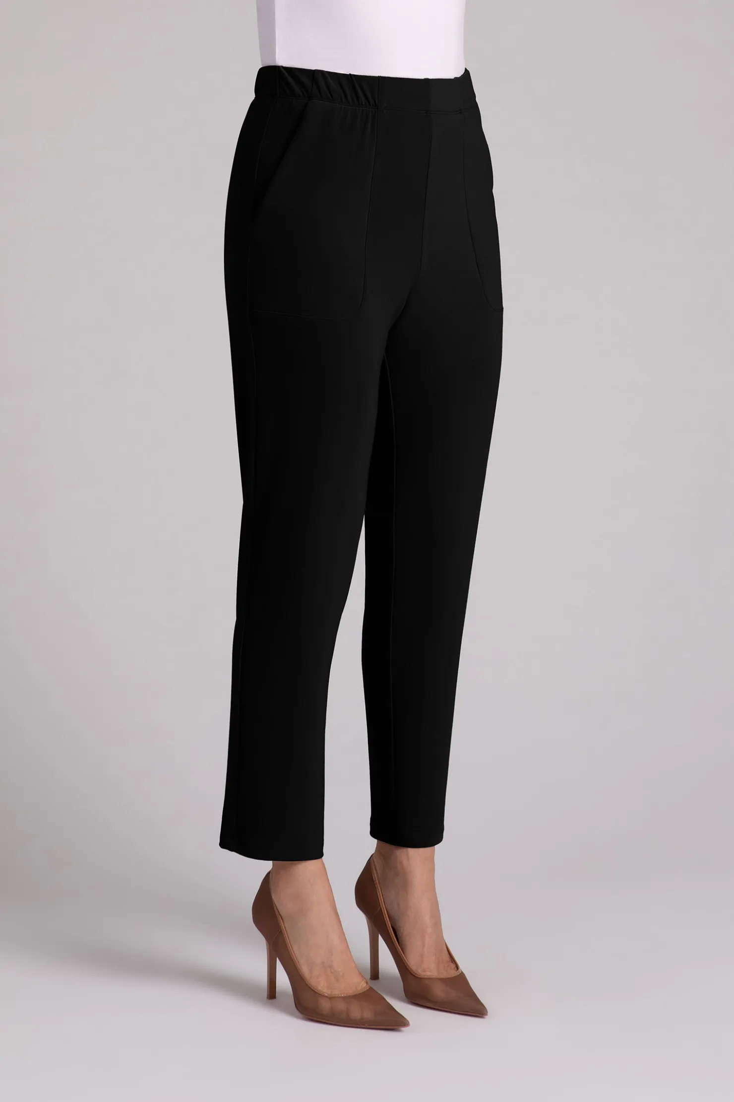 Sympli Bottoms>Ponte Easy Pull On Ankle Pant Black