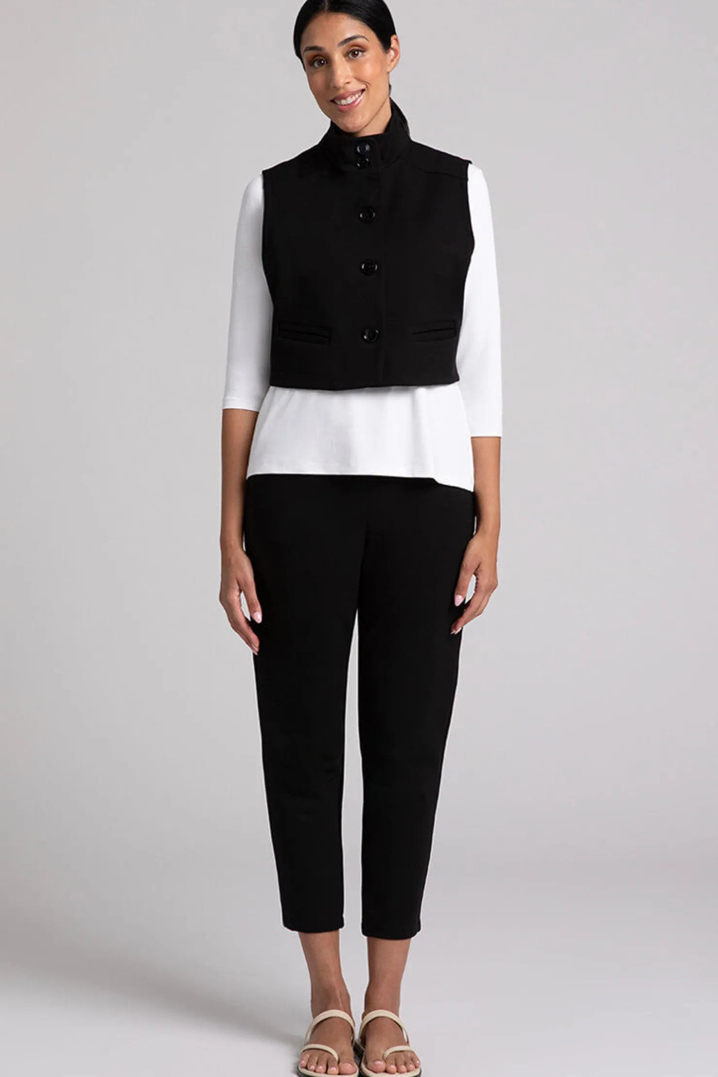 Sympli Jackets & Coats>Ponte Expedition Bolero Vest Black