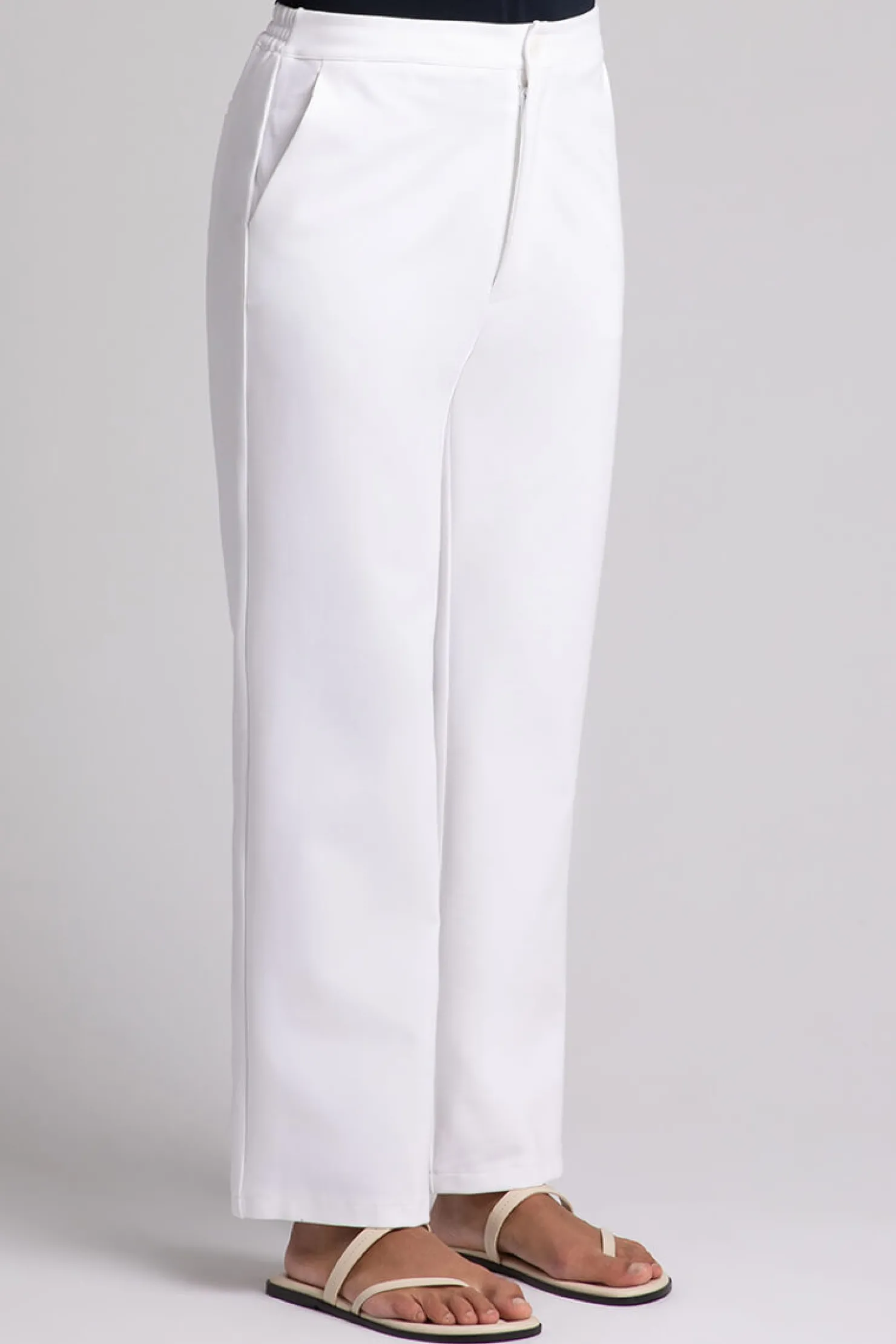 Sympli Bottoms>Ponte Expedition Stovepipe Trouser White