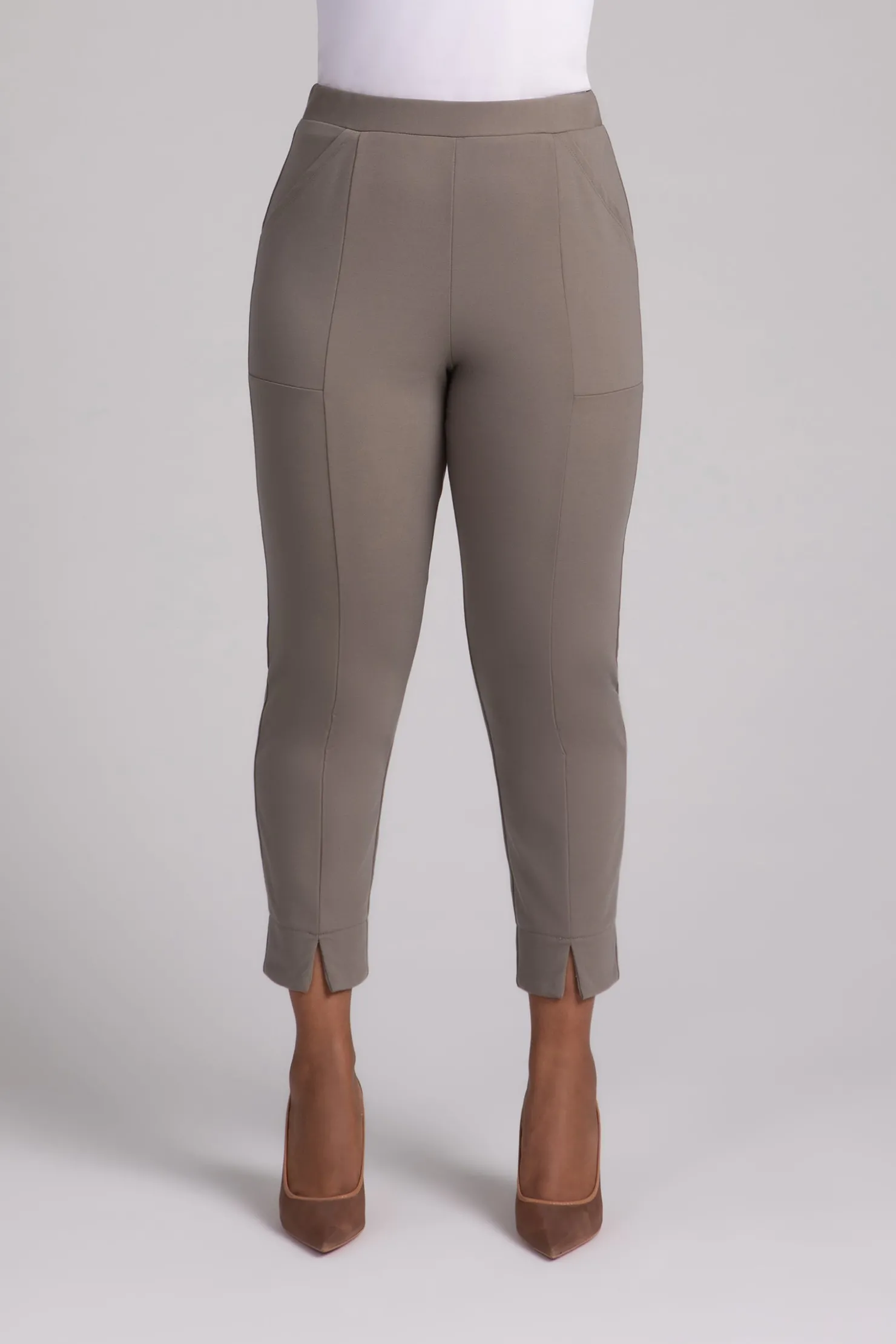 Sympli Bottoms>Ponte Hepburn Ankle Pant Taupe