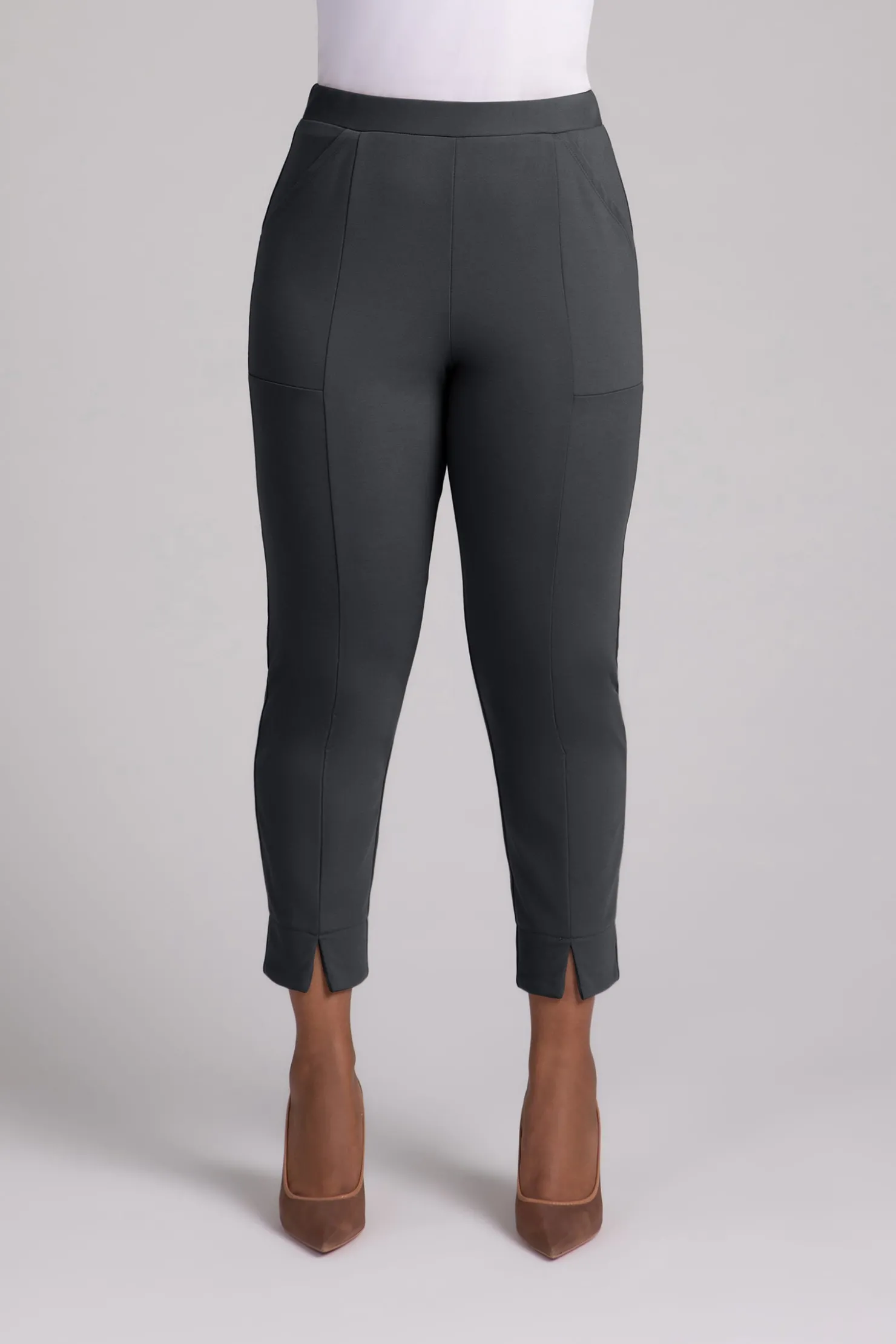 Sympli Bottoms>Ponte Hepburn Ankle Pant Graphite