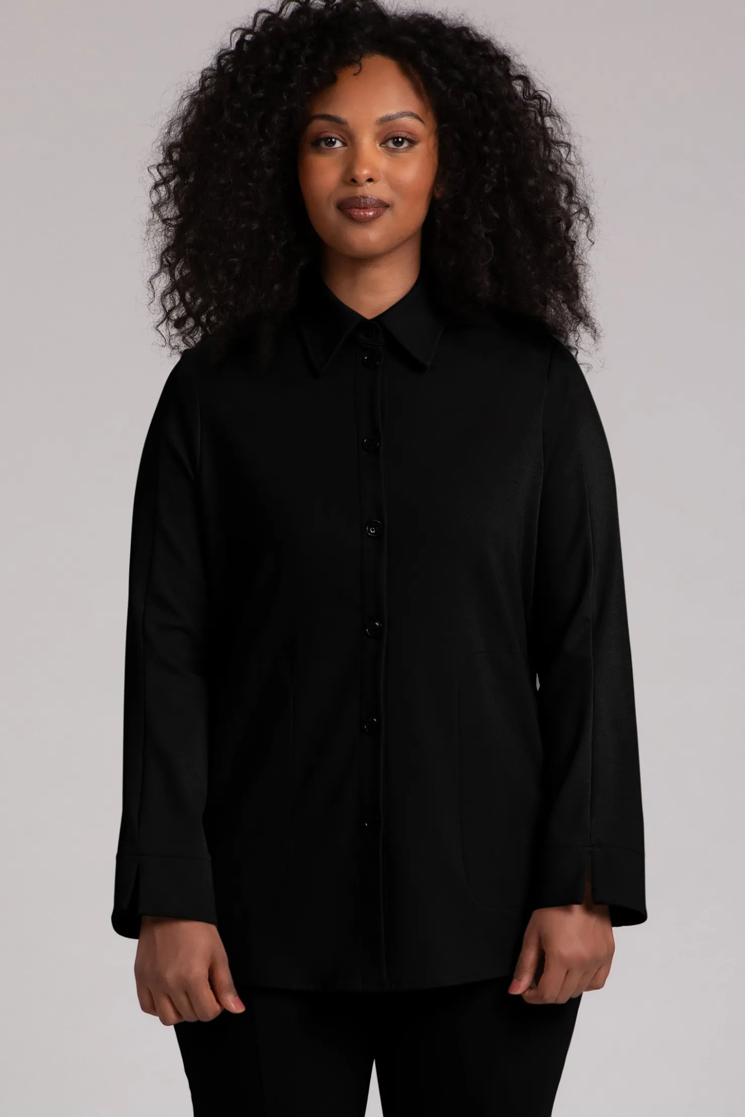 Sympli Jackets & Coats>Ponte Hepburn Shacket Black